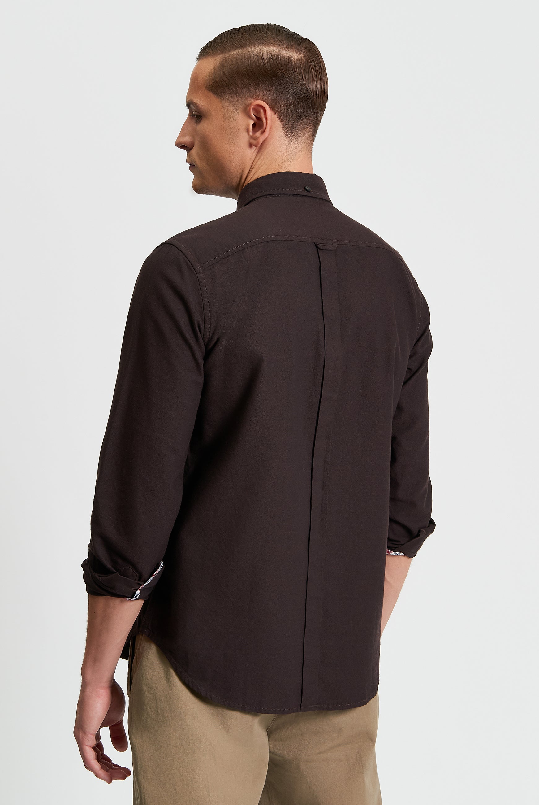 Signature Oxford Long Sleeve Shirt - Dark Brown - Back