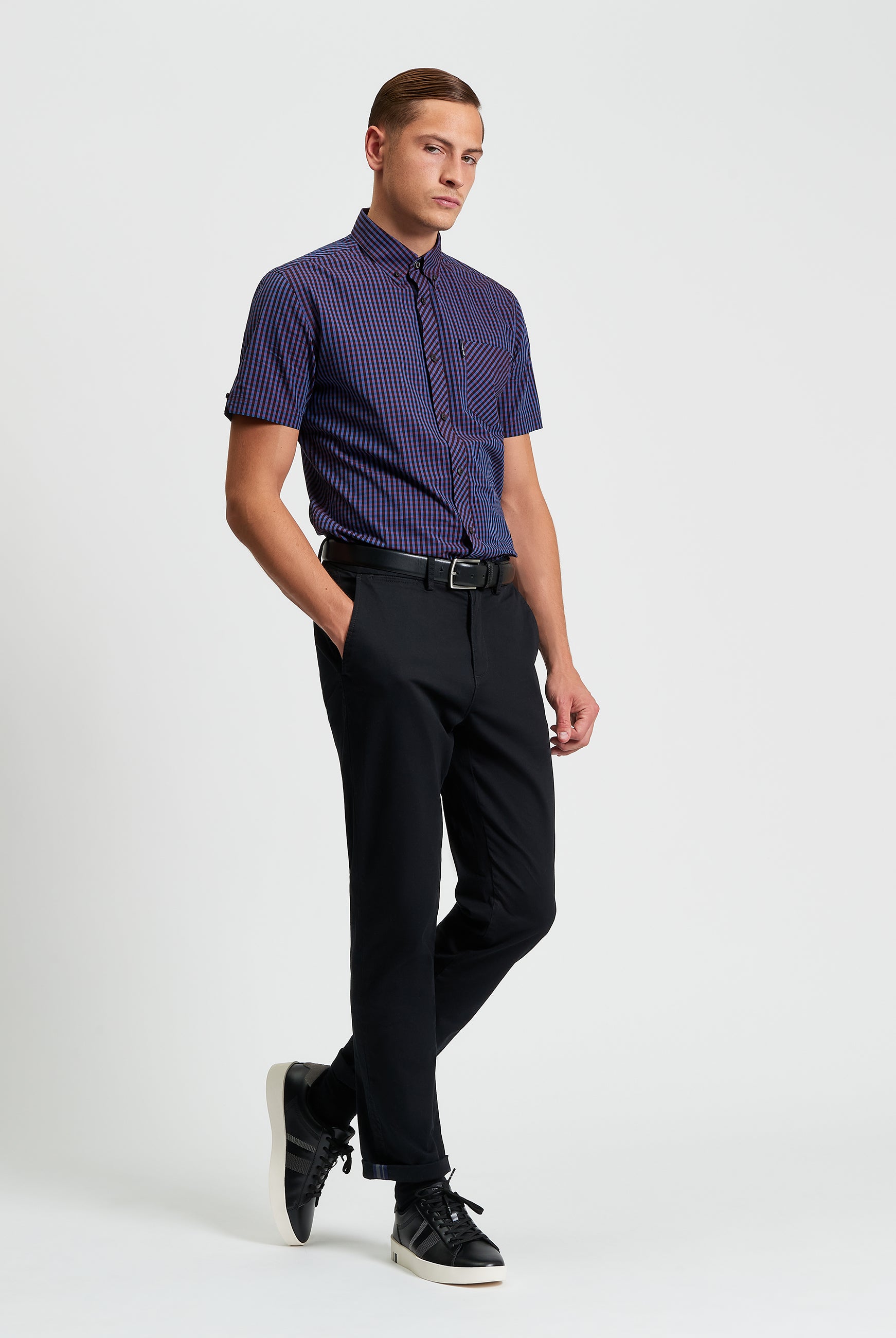 Signature Gingham Short Sleeve Shirt - Red - Full Length