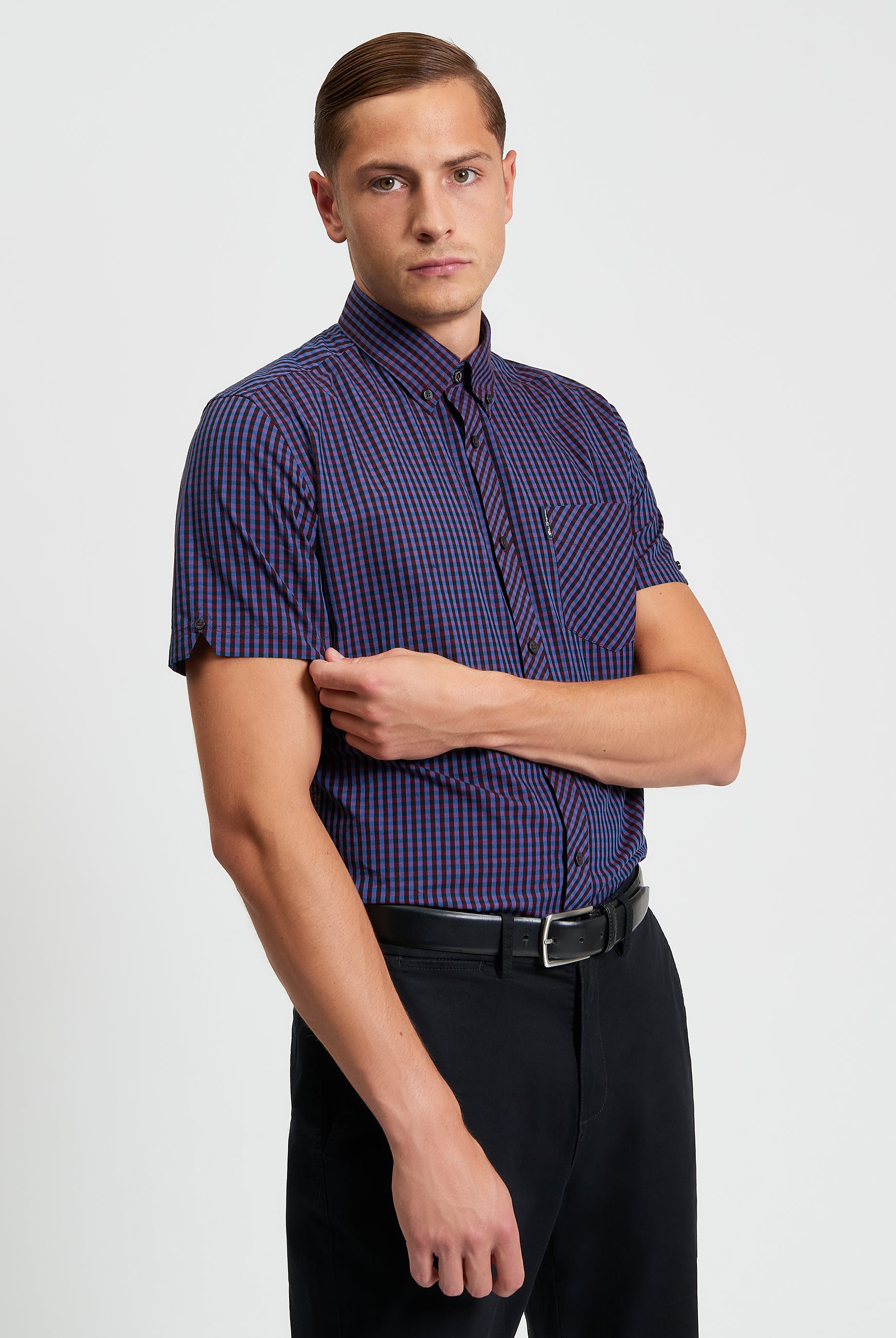 Signature Gingham Short Sleeve Shirt - Red - Front