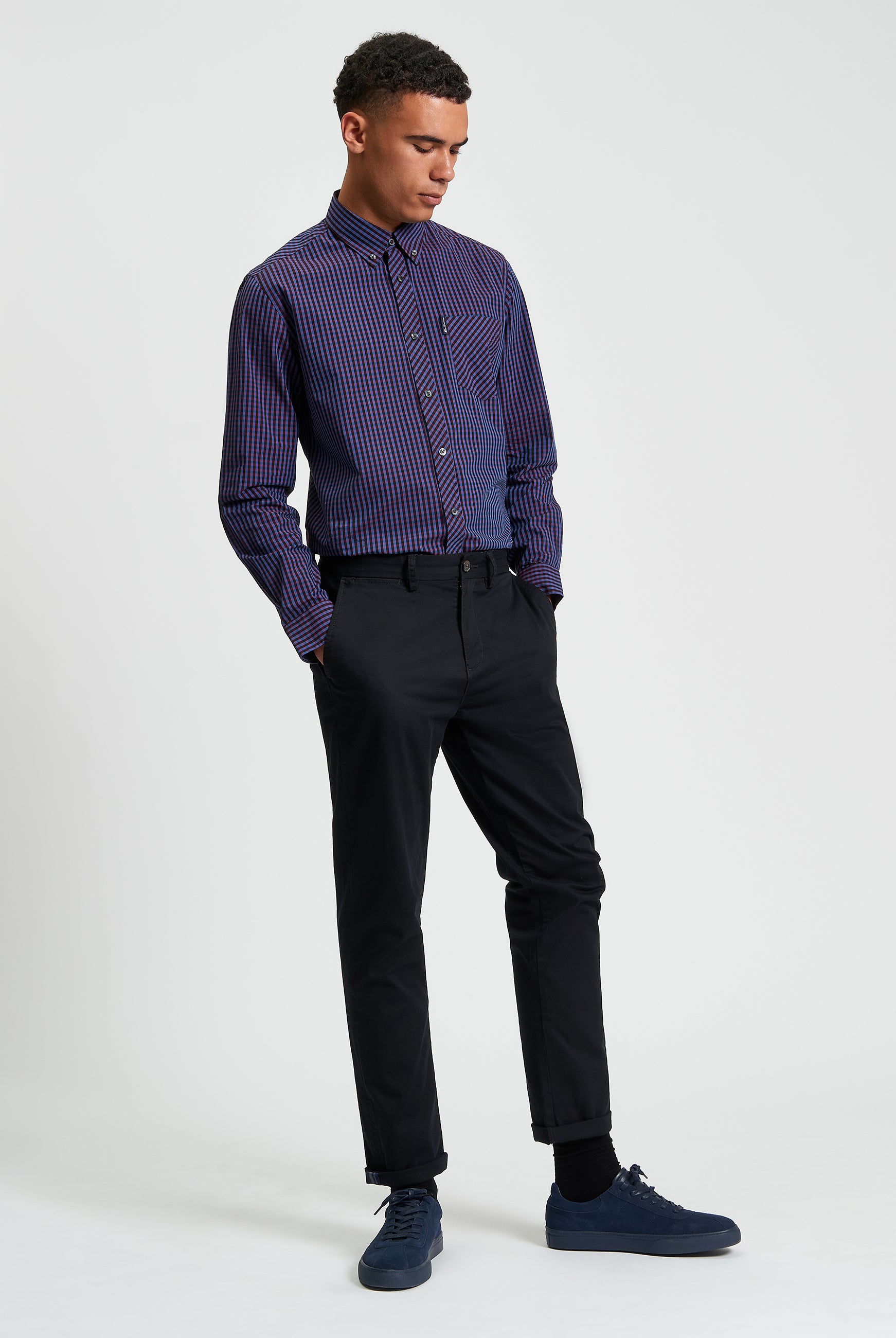 Signature Gingham Long Sleeve Shirt - Red - Full Length