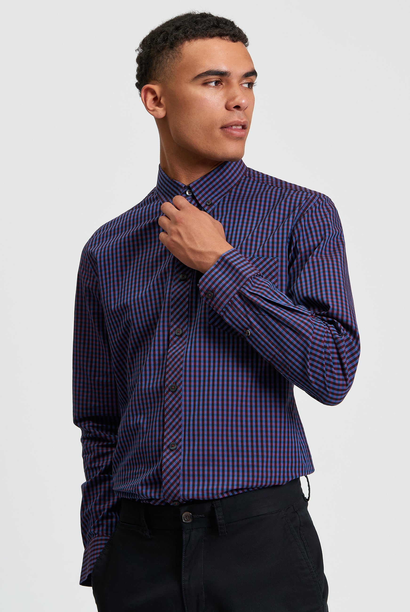 Signature Gingham Long Sleeve Shirt - Red - Front