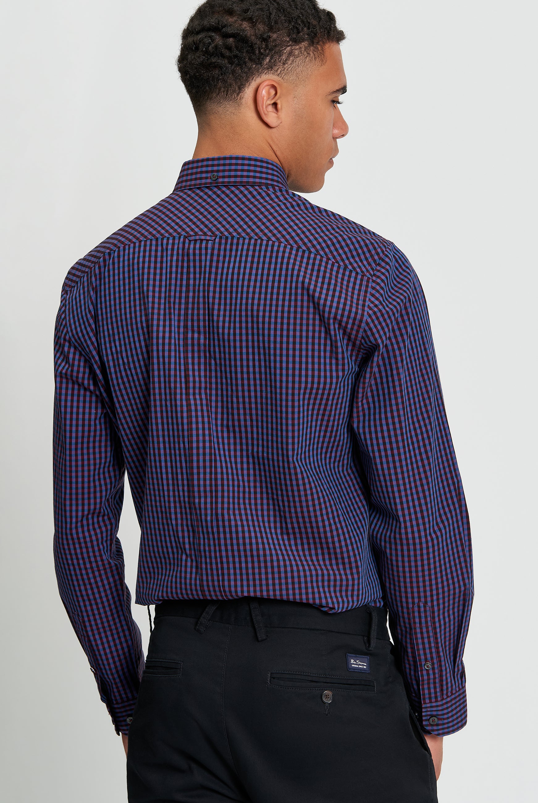 Signature Gingham Long Sleeve Shirt - Red - Back