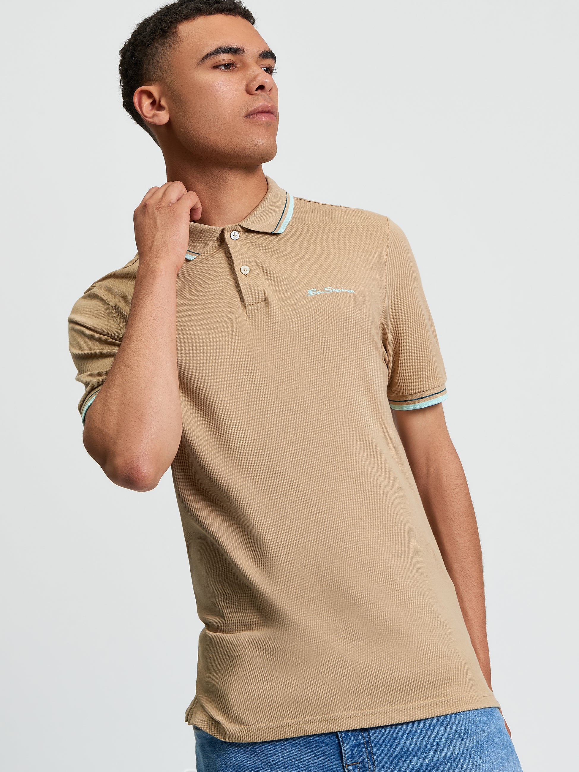 Signature Pique Polo - Tan Biege - Front View