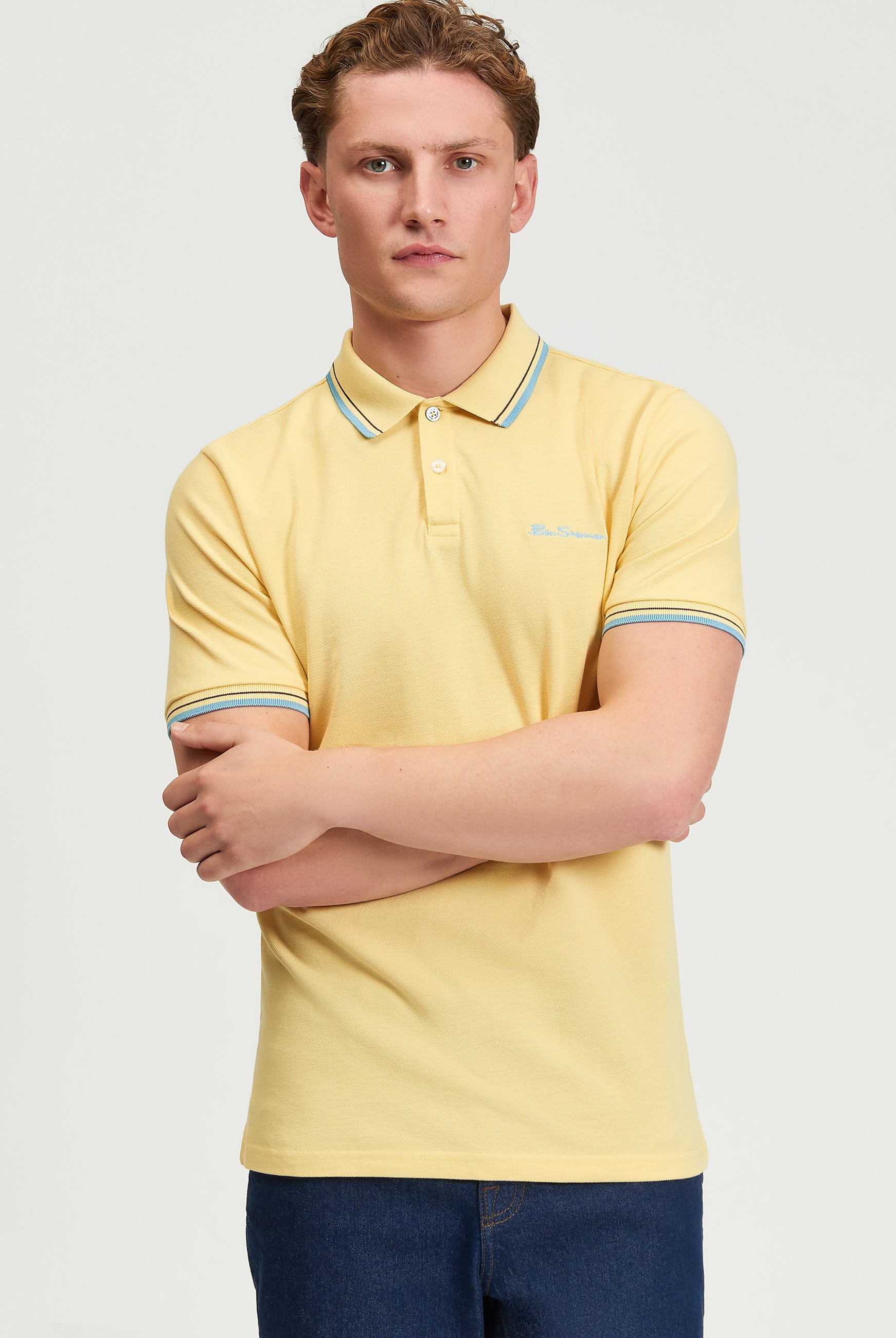 Signature Pique Polo β yellow casual wear with contrast detailing, crafted from 100% Certified Organic Cotton.