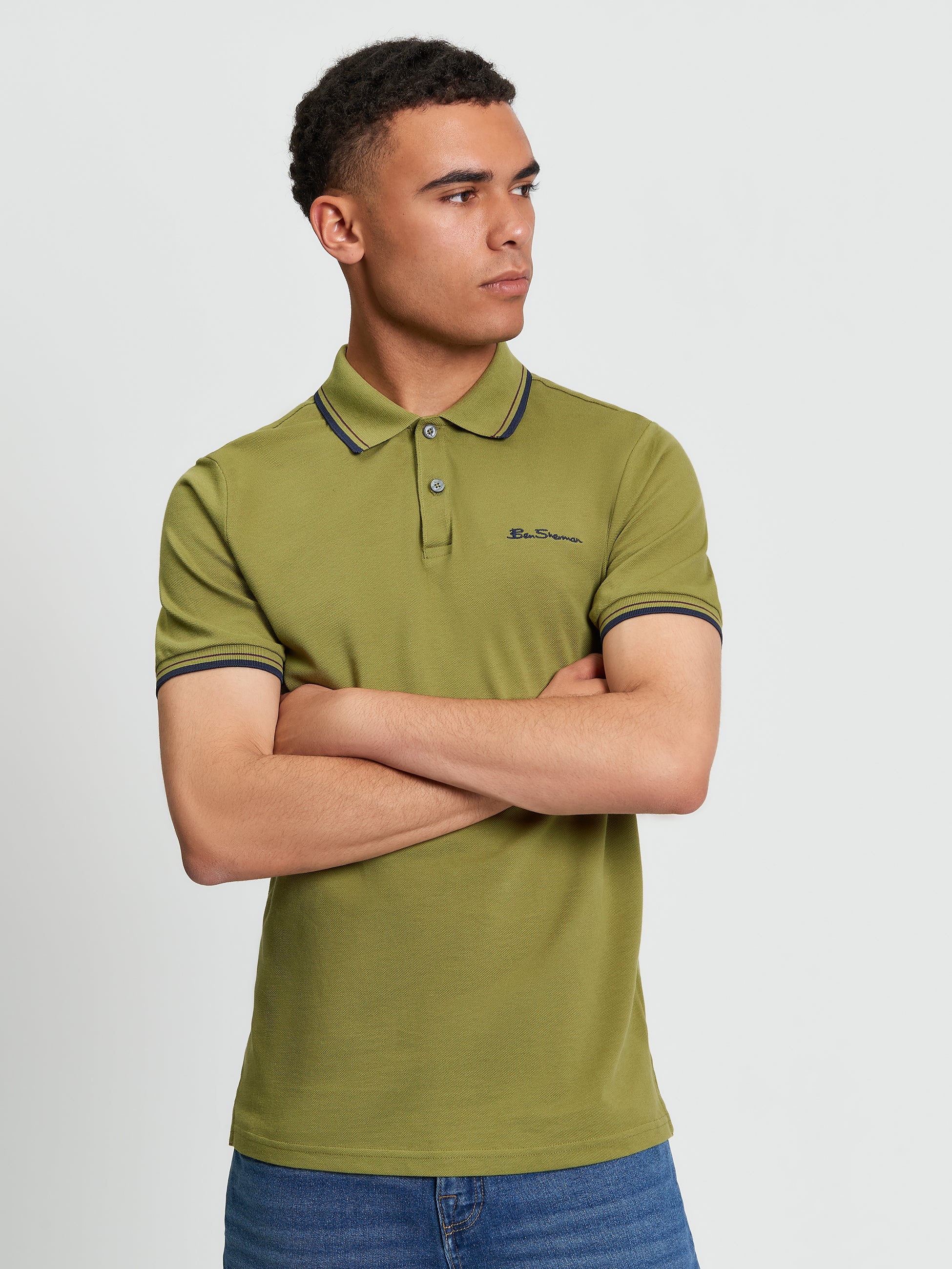 Signature Pique Polo -Green- Front View