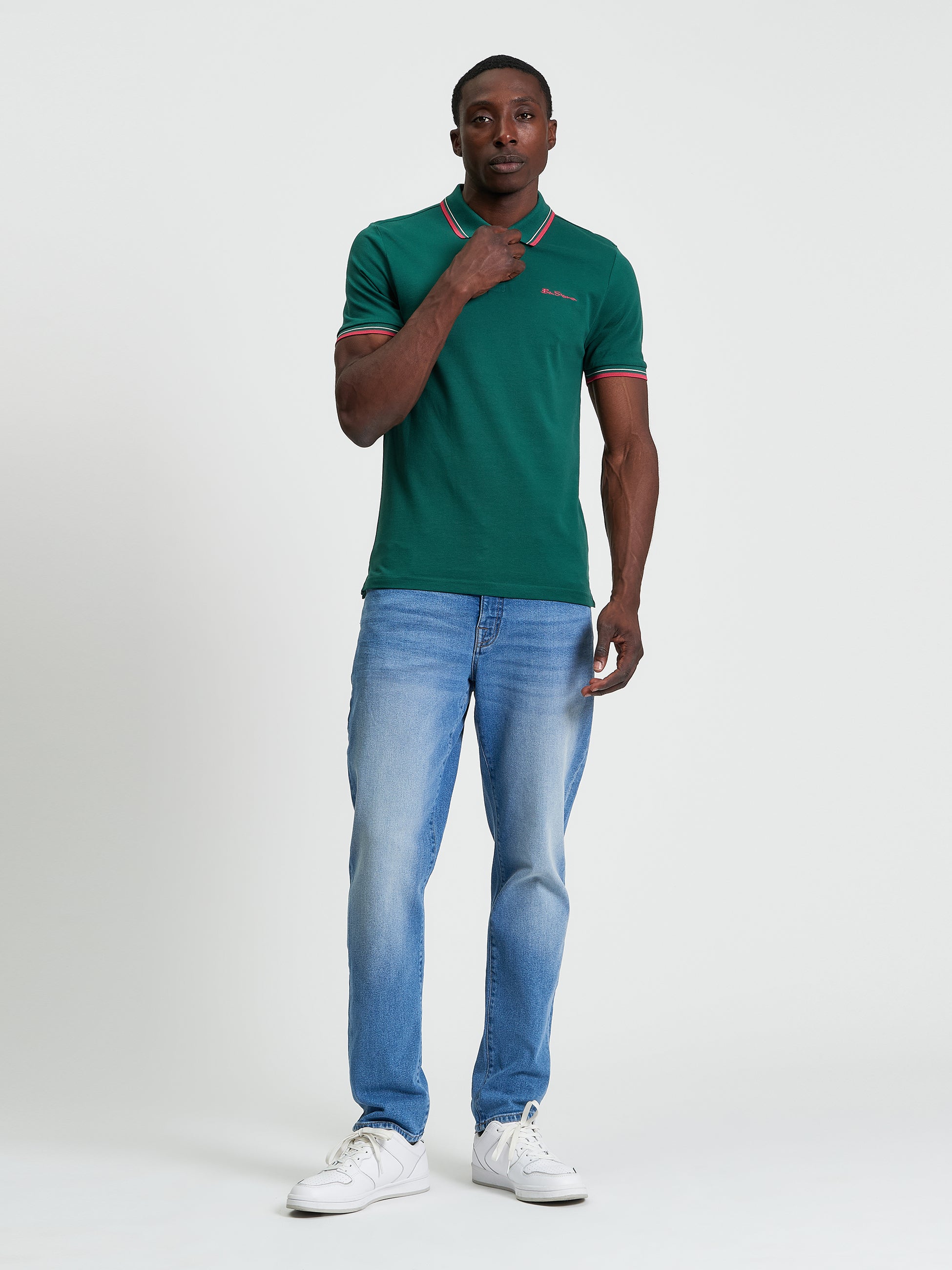 Signature Pique Polo - Green - Front View