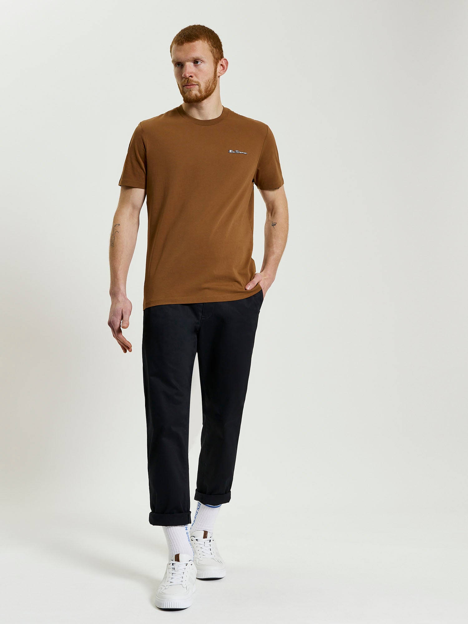 Signature Tee – Brown – Crew Neck Regular Fit with Branded Silicon Badge