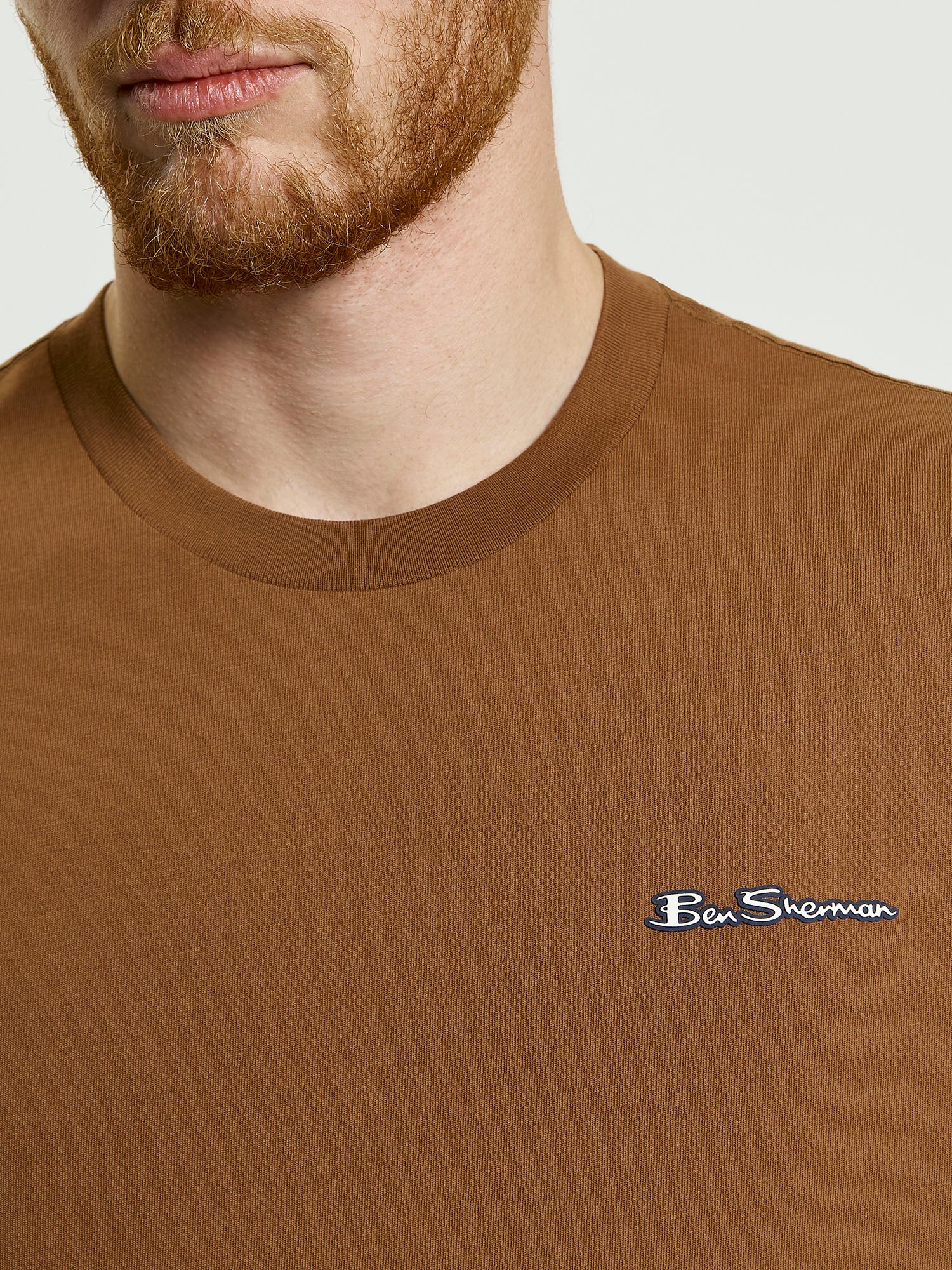 Signature Tee – Brown – Crew Neck with Branded Badge, Comfortable Organic Cotton Fabric