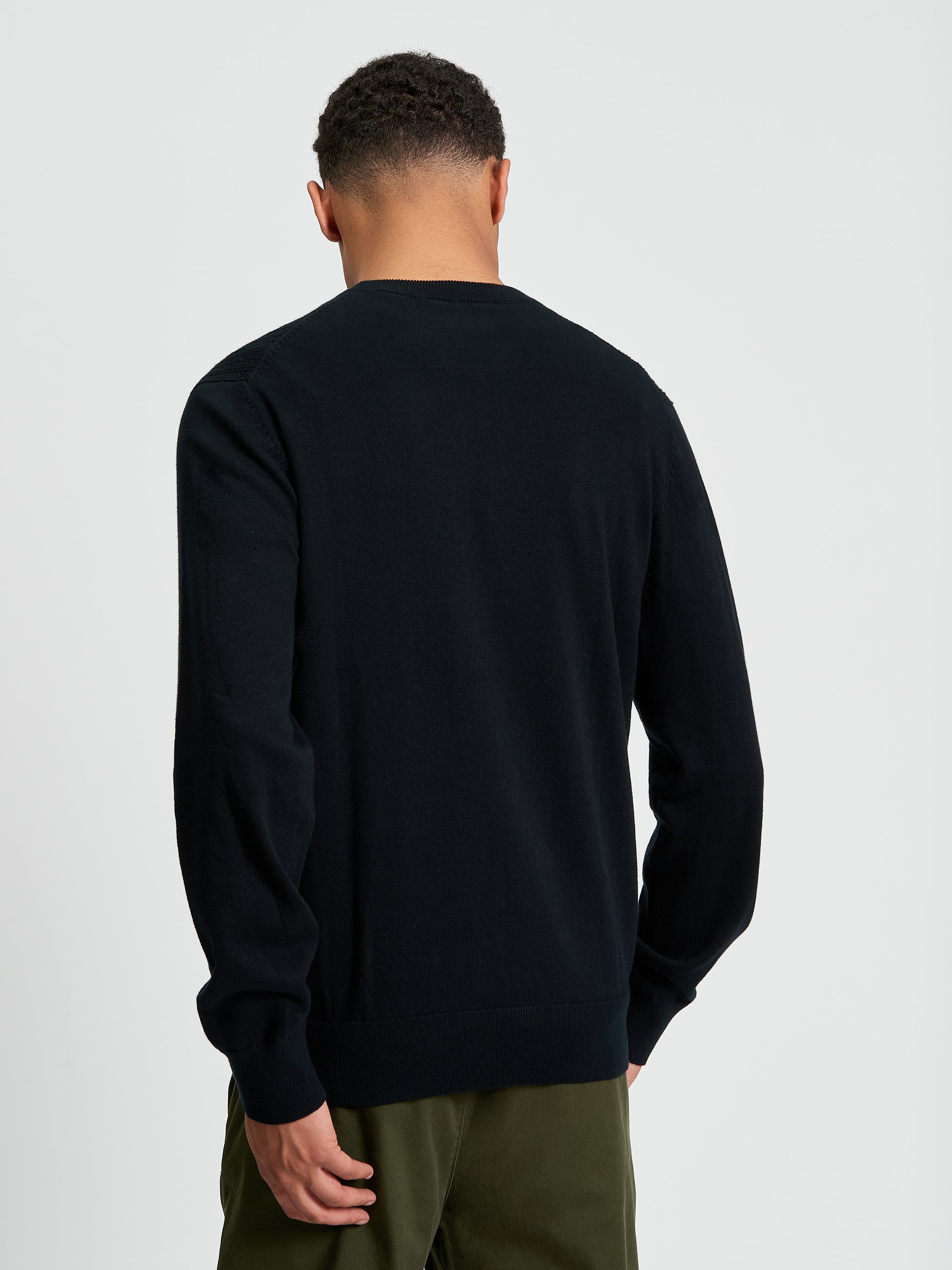 Textured Front Crew - Black - Back