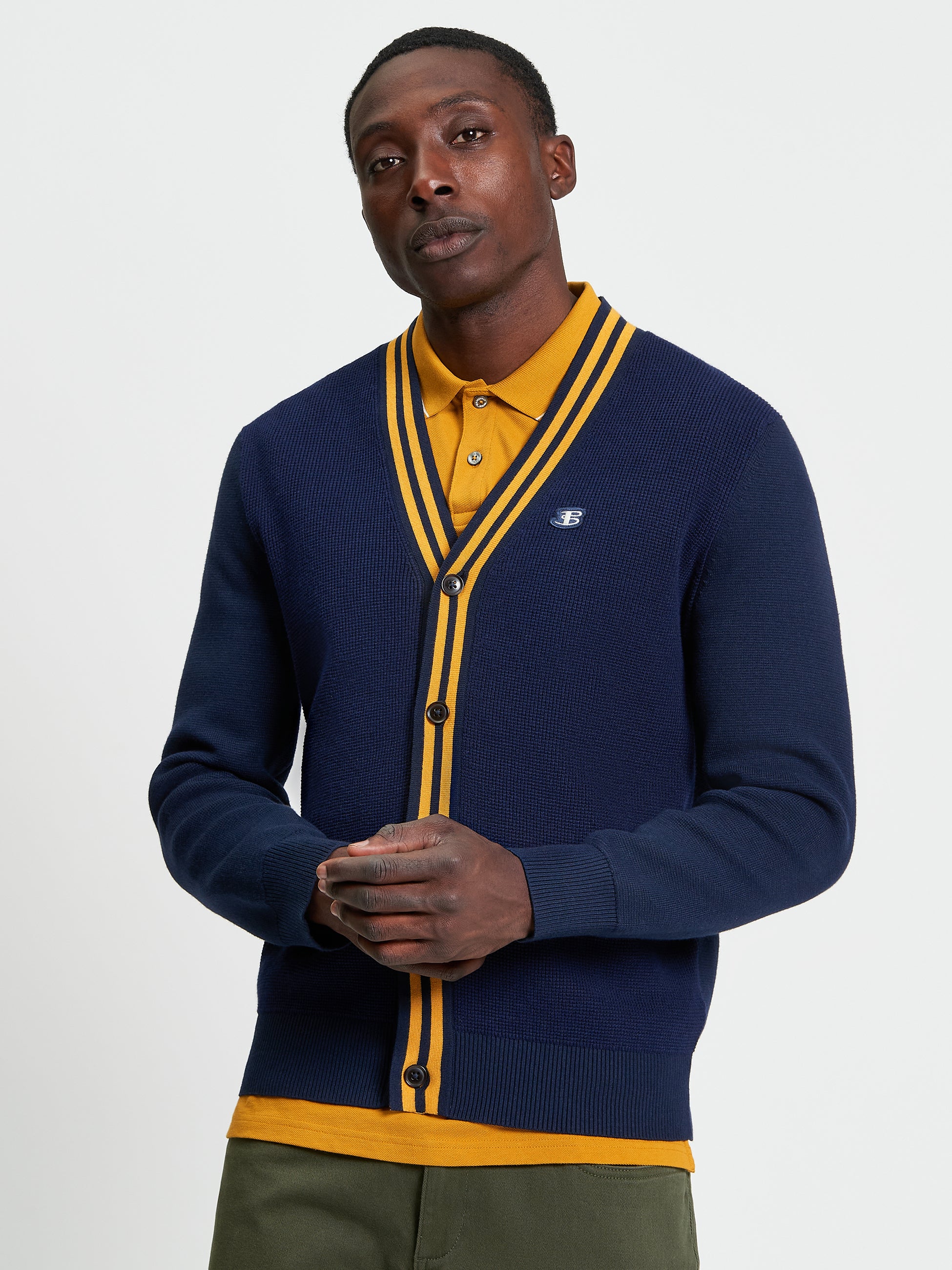 Navy Knitted Cardigan Button Up