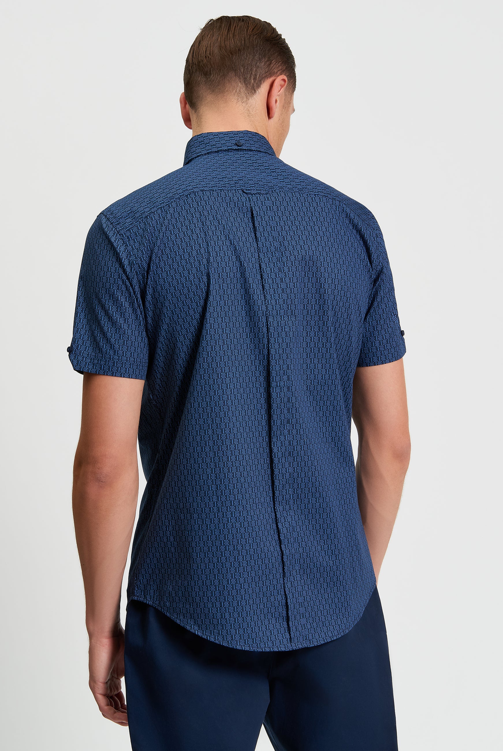 Mono Geo Print Shirt - Cobalt - Back