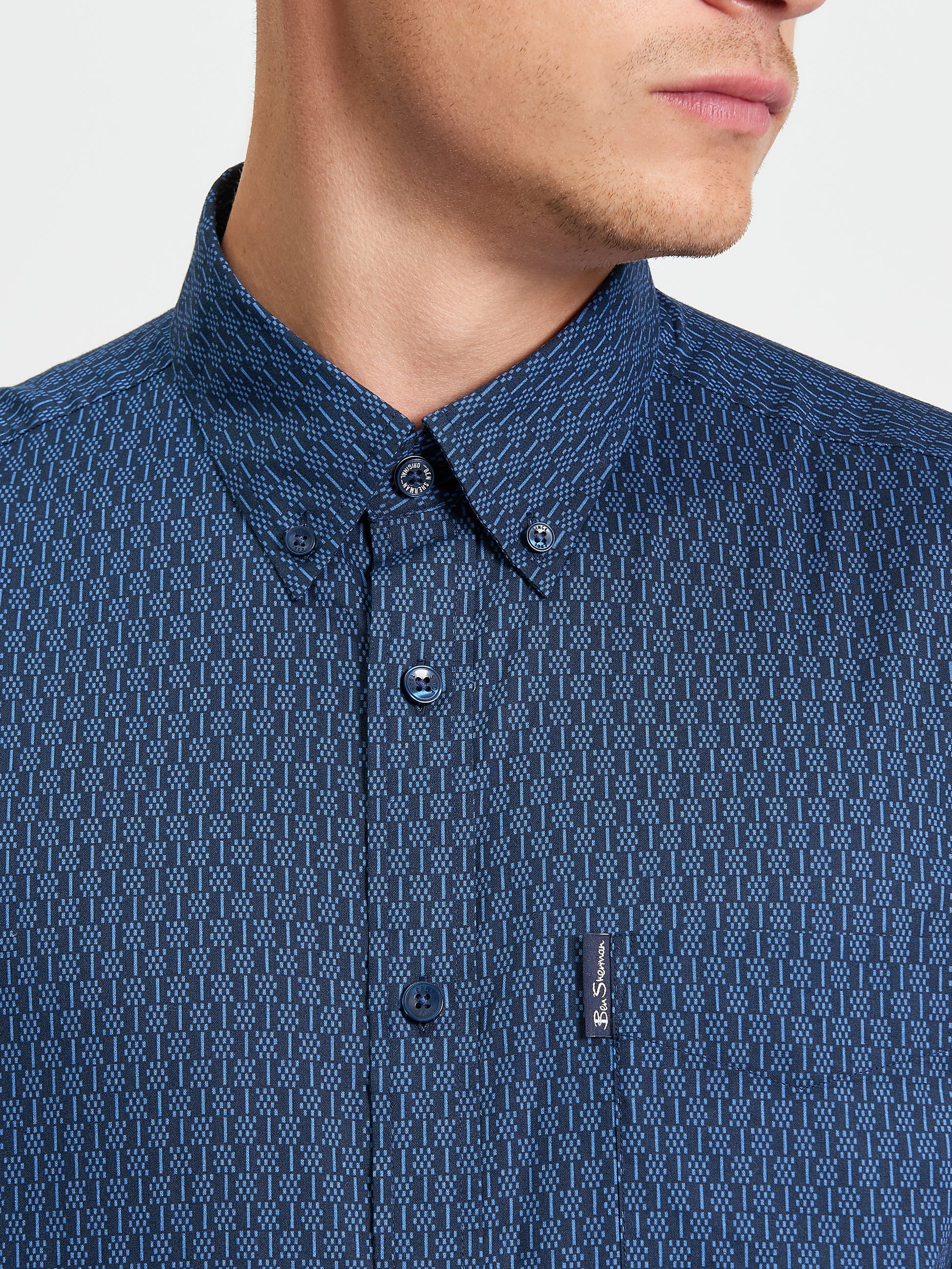 Short Sleeve Shirt Print Blue