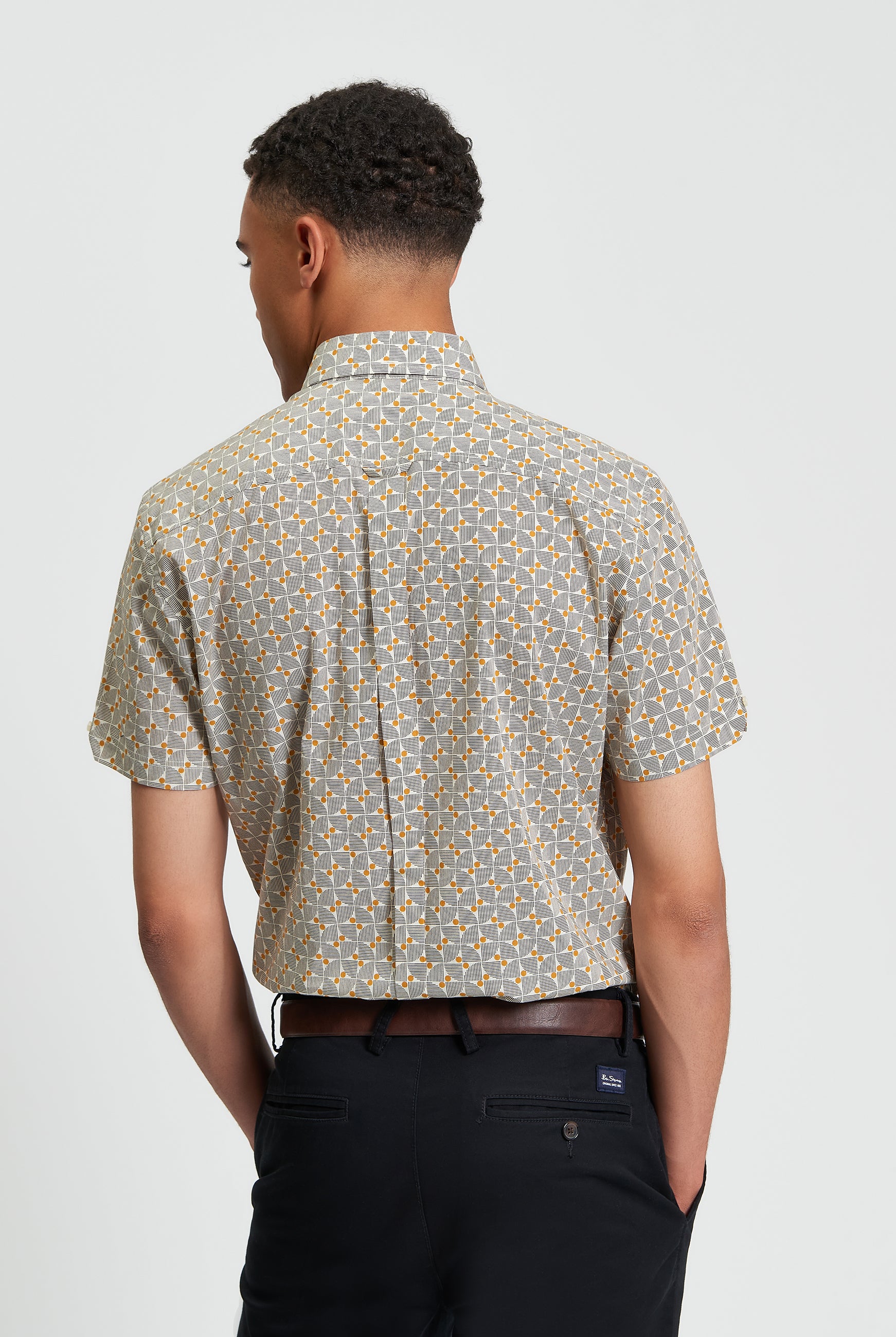 Retro Geo Print Shirt - Mustard - Back