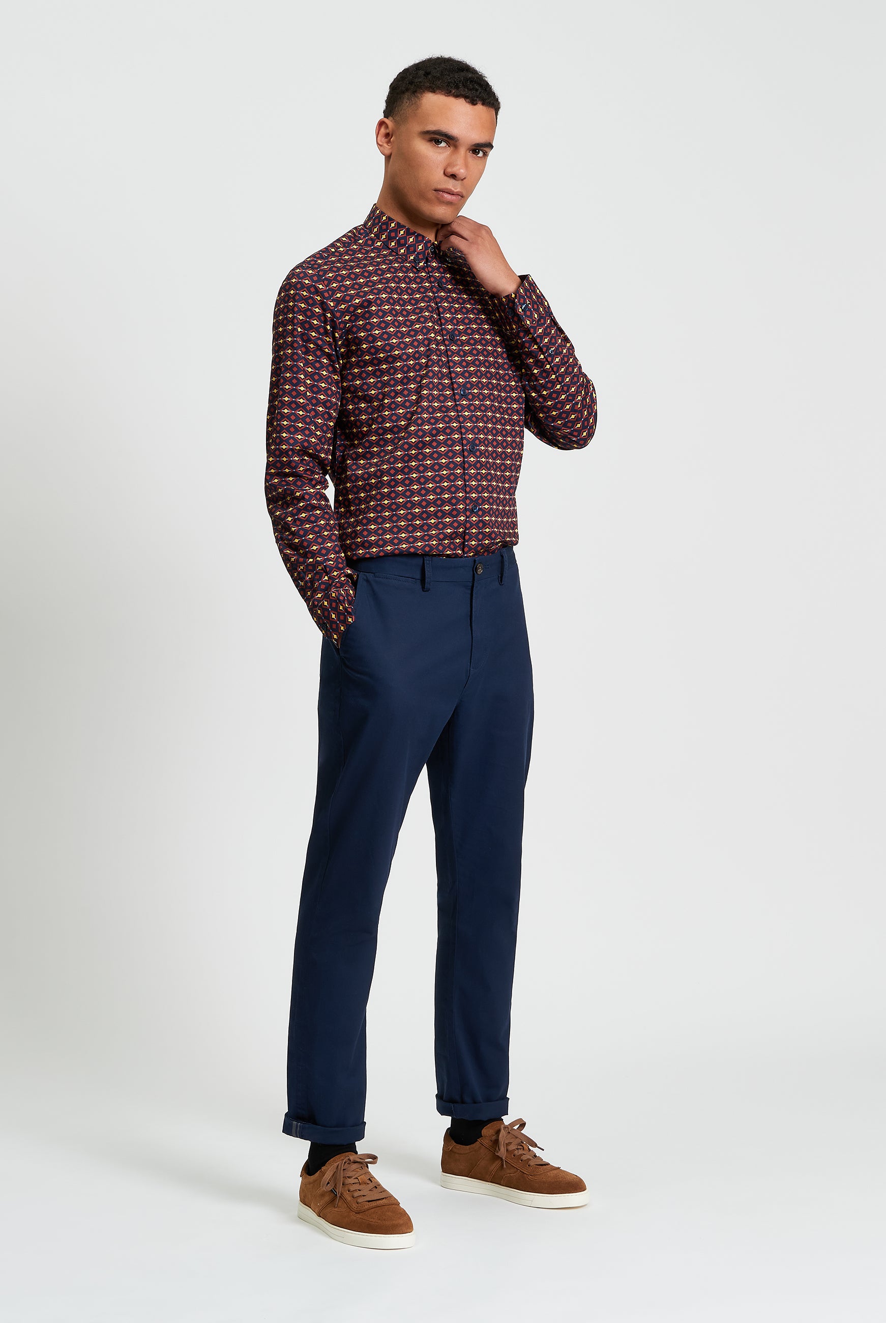 Craft Geo Print Shirt - Burnt Orange - Full Length