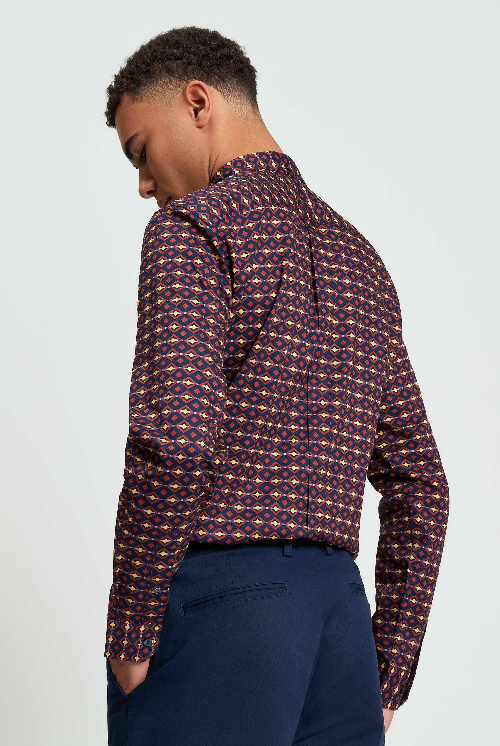 Craft Geo Print Shirt - Burnt Orange - Back