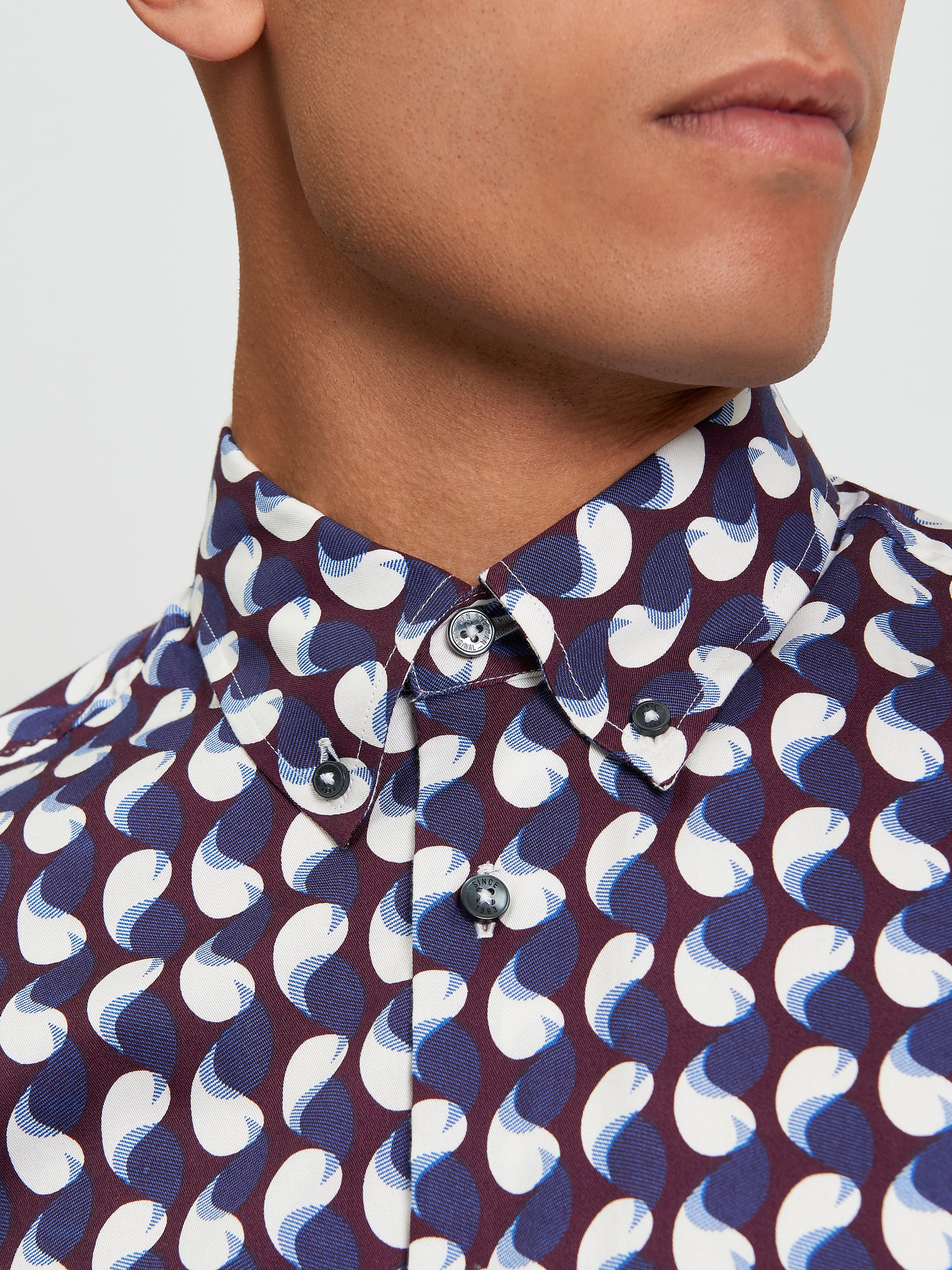 Paisley Geo Print - Dark Wine - Close Up