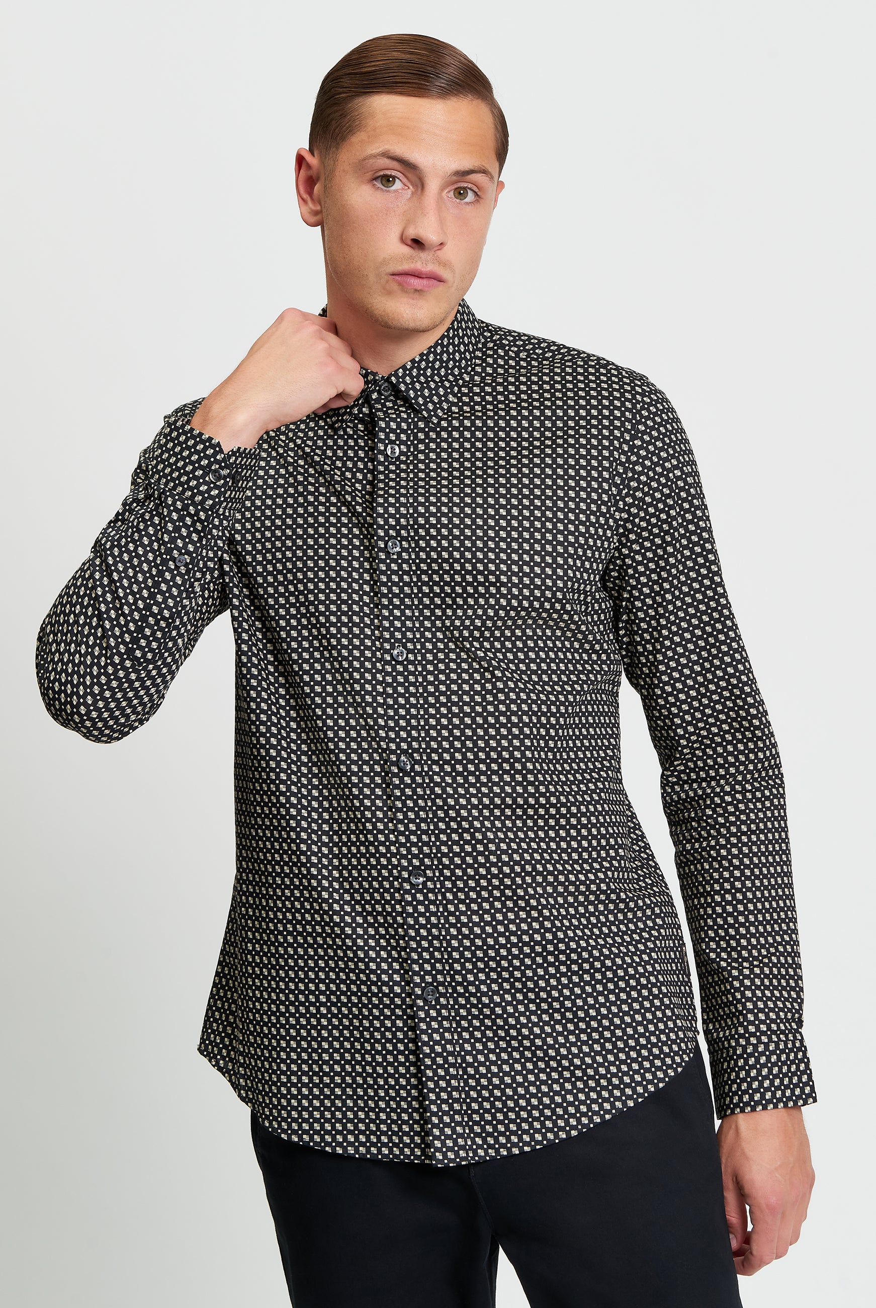Mono Block Print Shirt - Black - Front