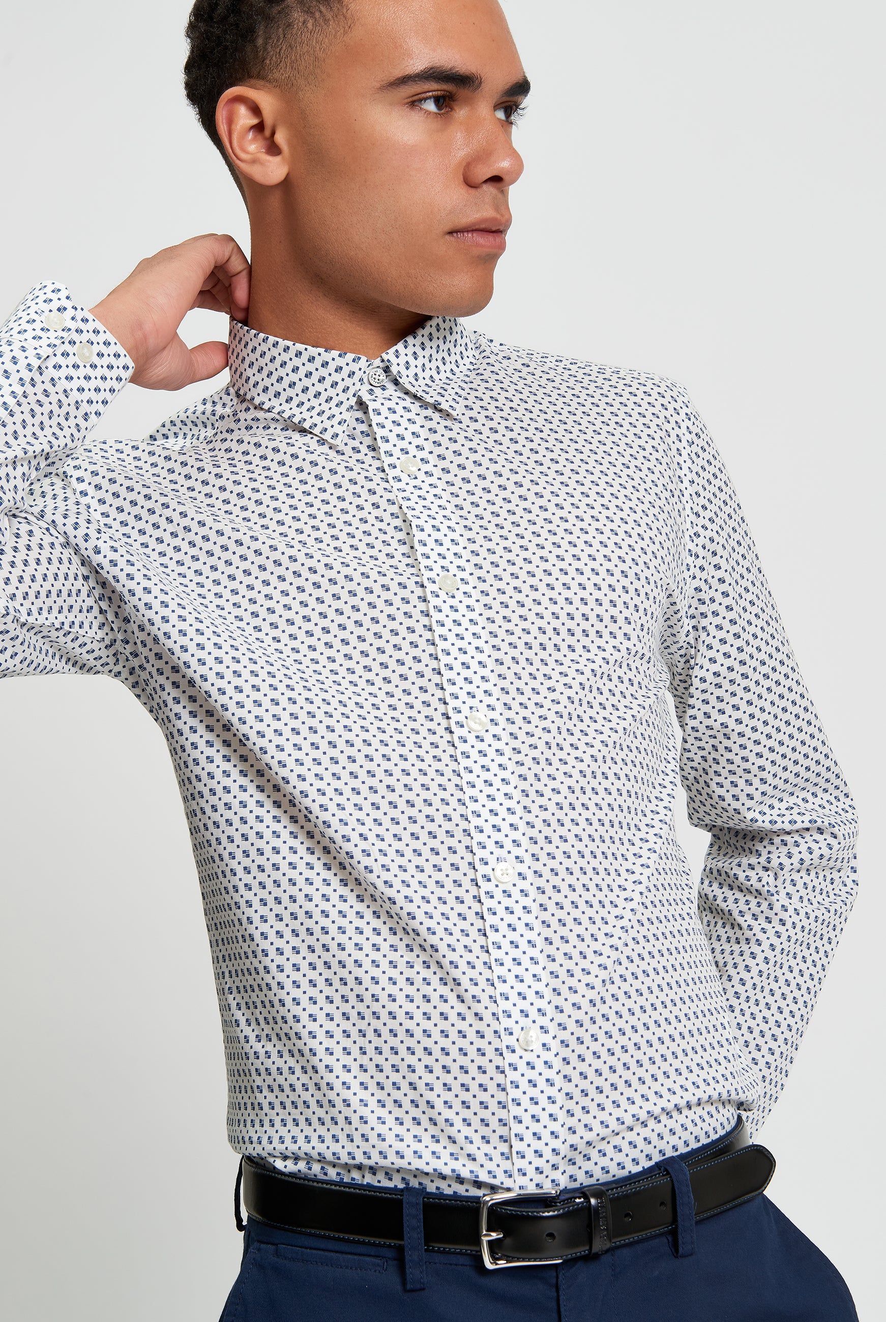 Mono Block Print Shirt - Snow White - Front