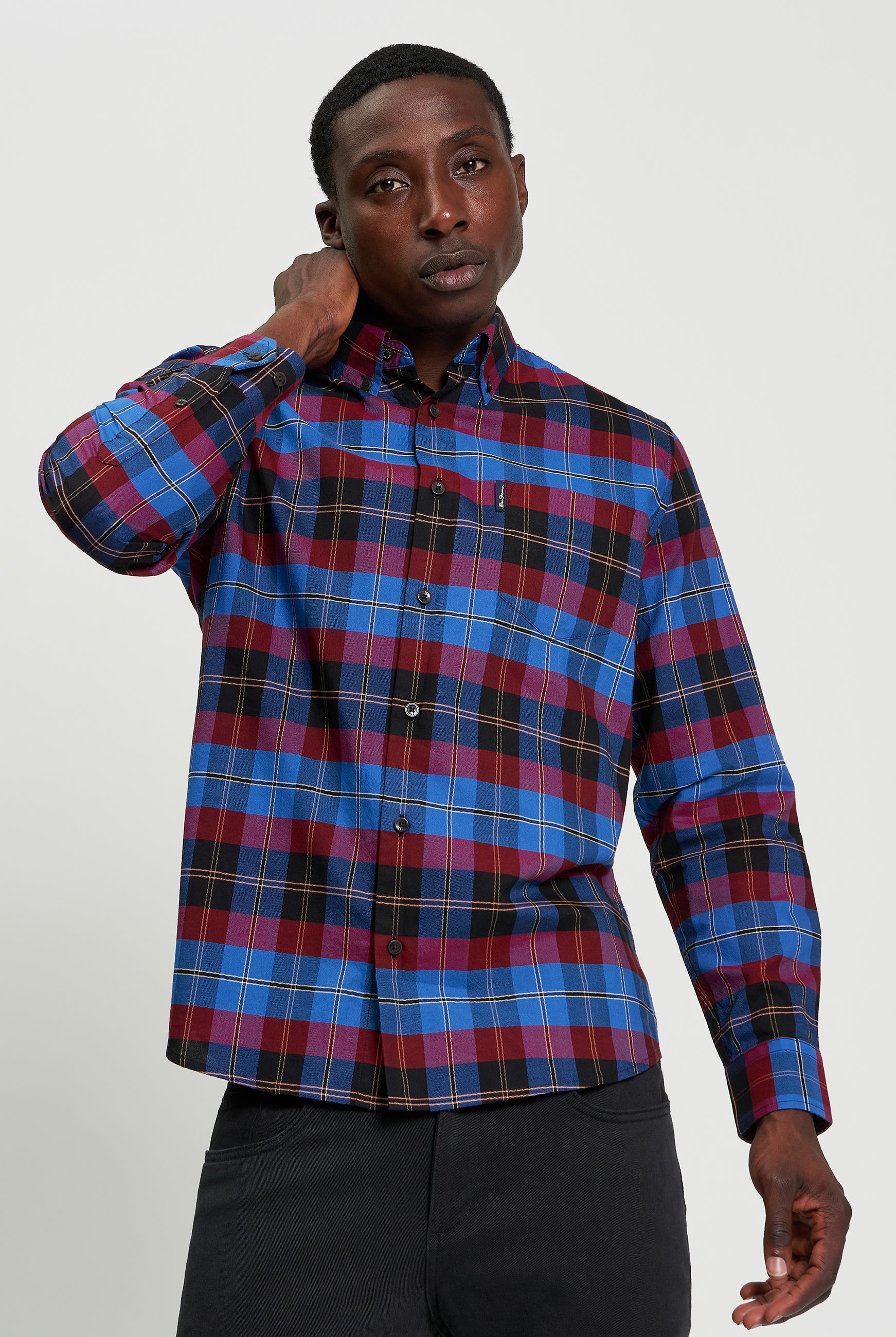 Oxford Check Shirt - Cobalt - Front