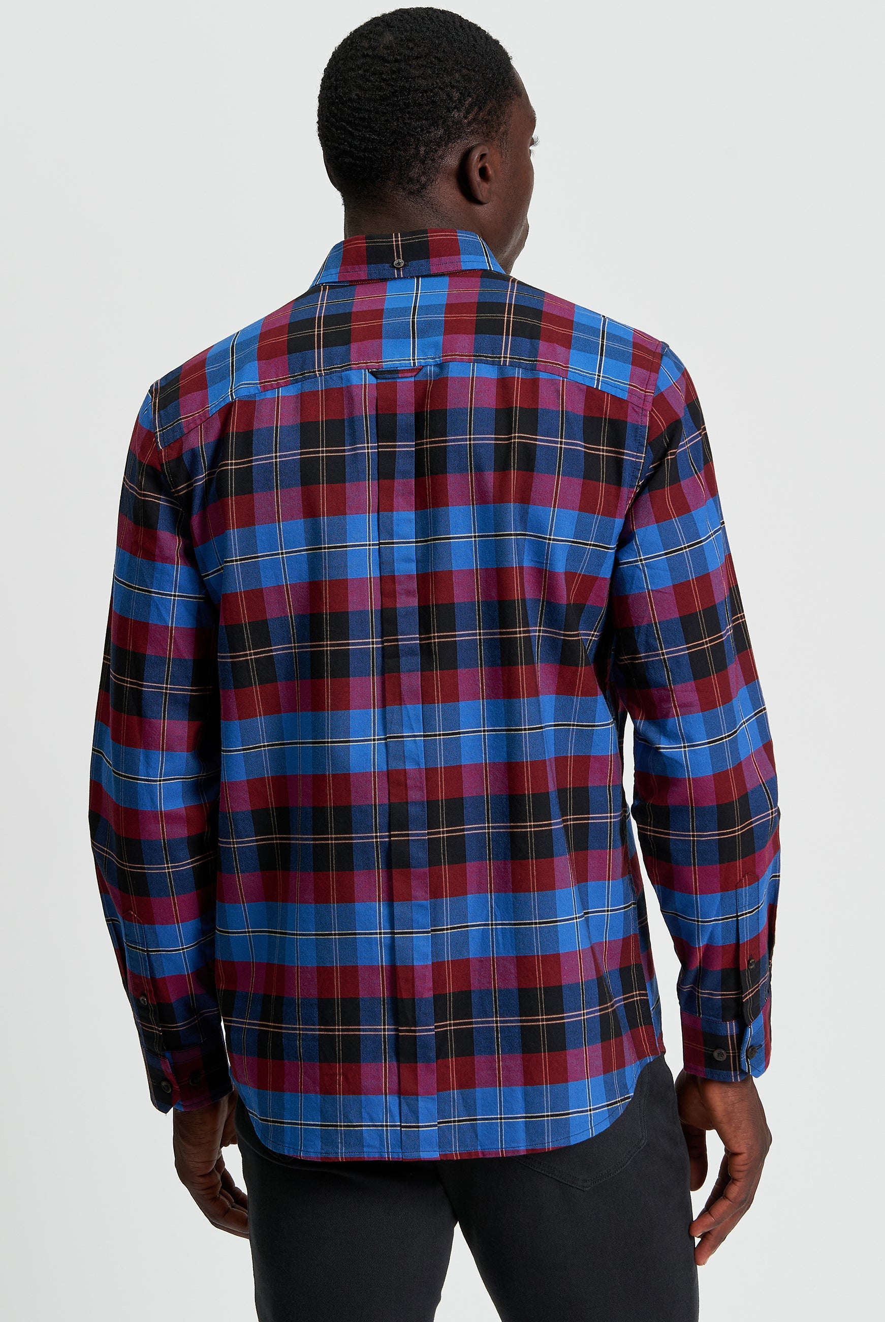 Oxford Check Shirt - Cobalt - Back