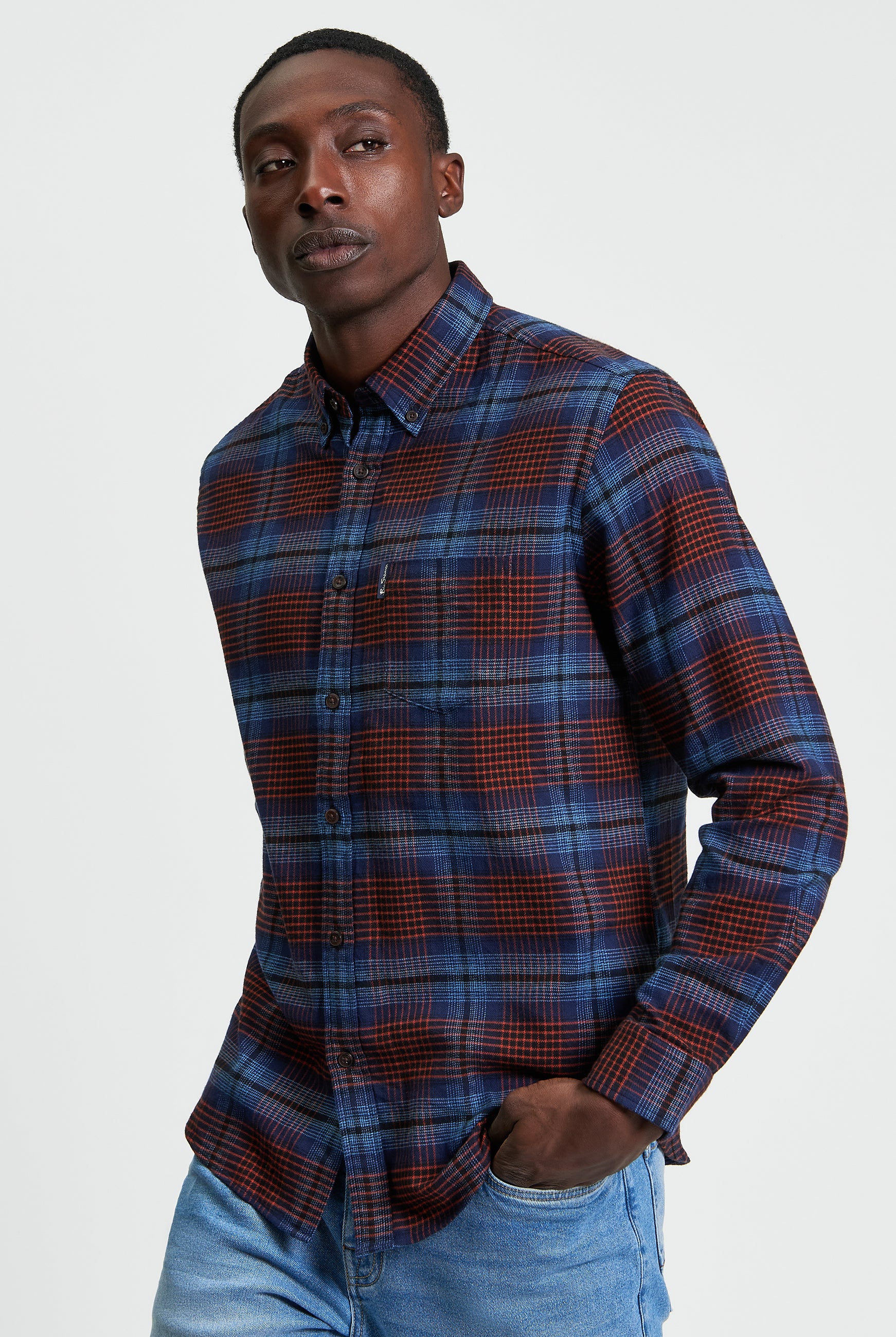 Ombre Check Shirt - Marine - Front