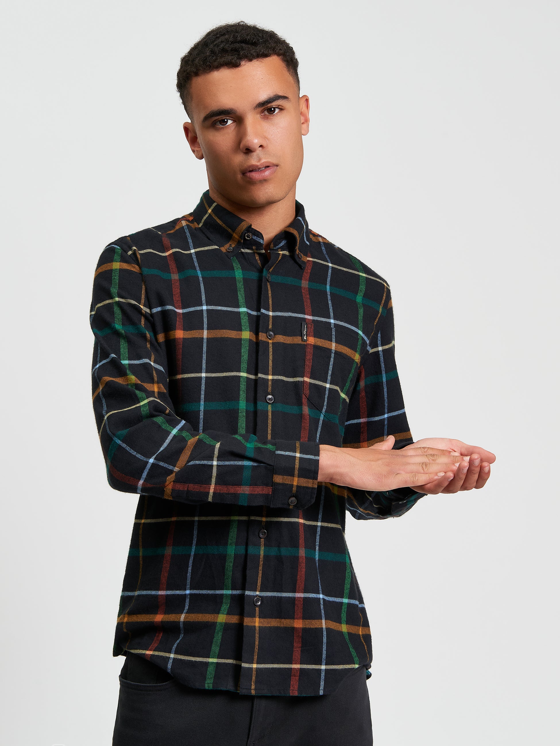 Oversized Brushed Check - Black - Front