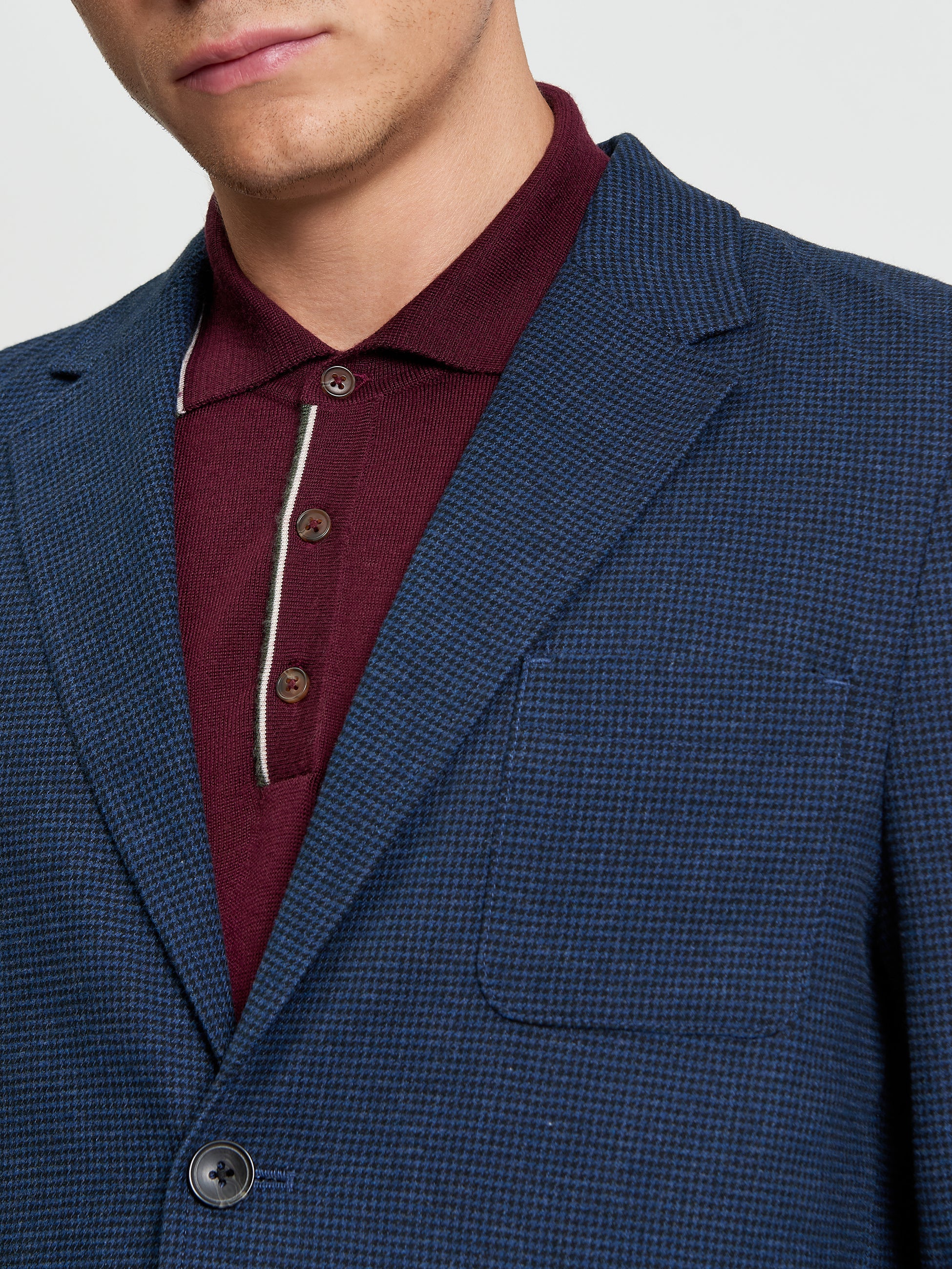 Puppytooth Blazer - Marine - Close Up