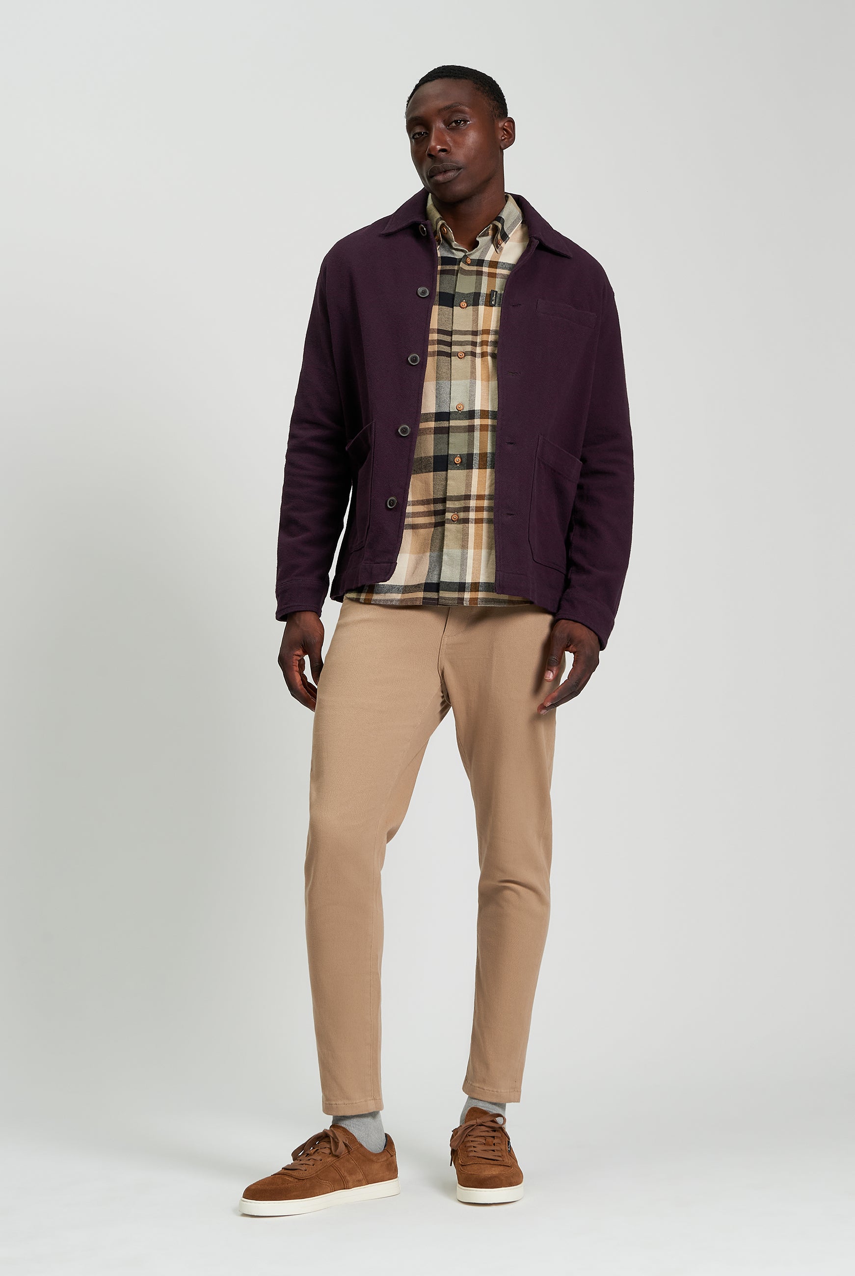 Warm Chore Jacket - Dark Wine - Full Length