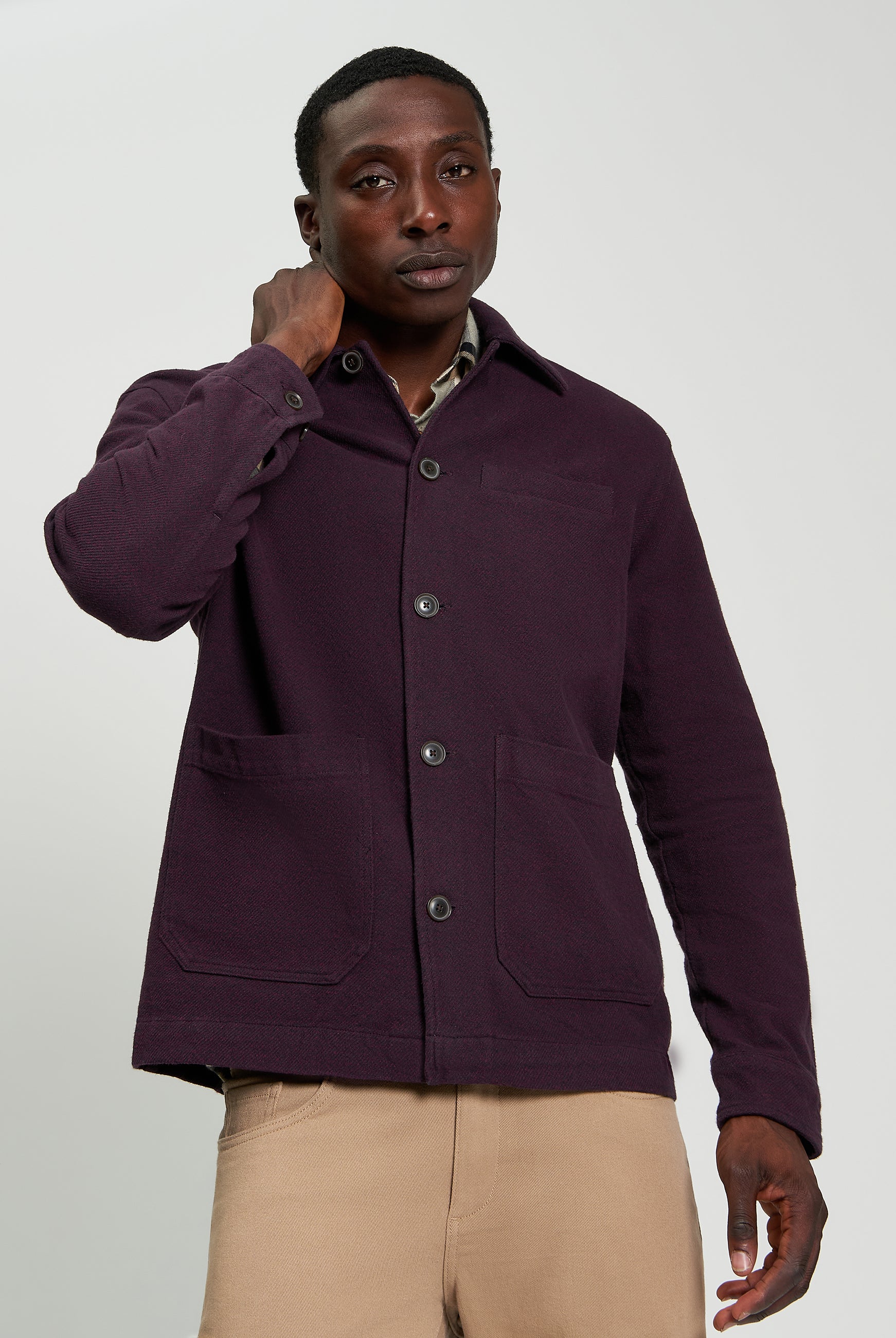 Warm Chore Jacket - Dark Wine - Front