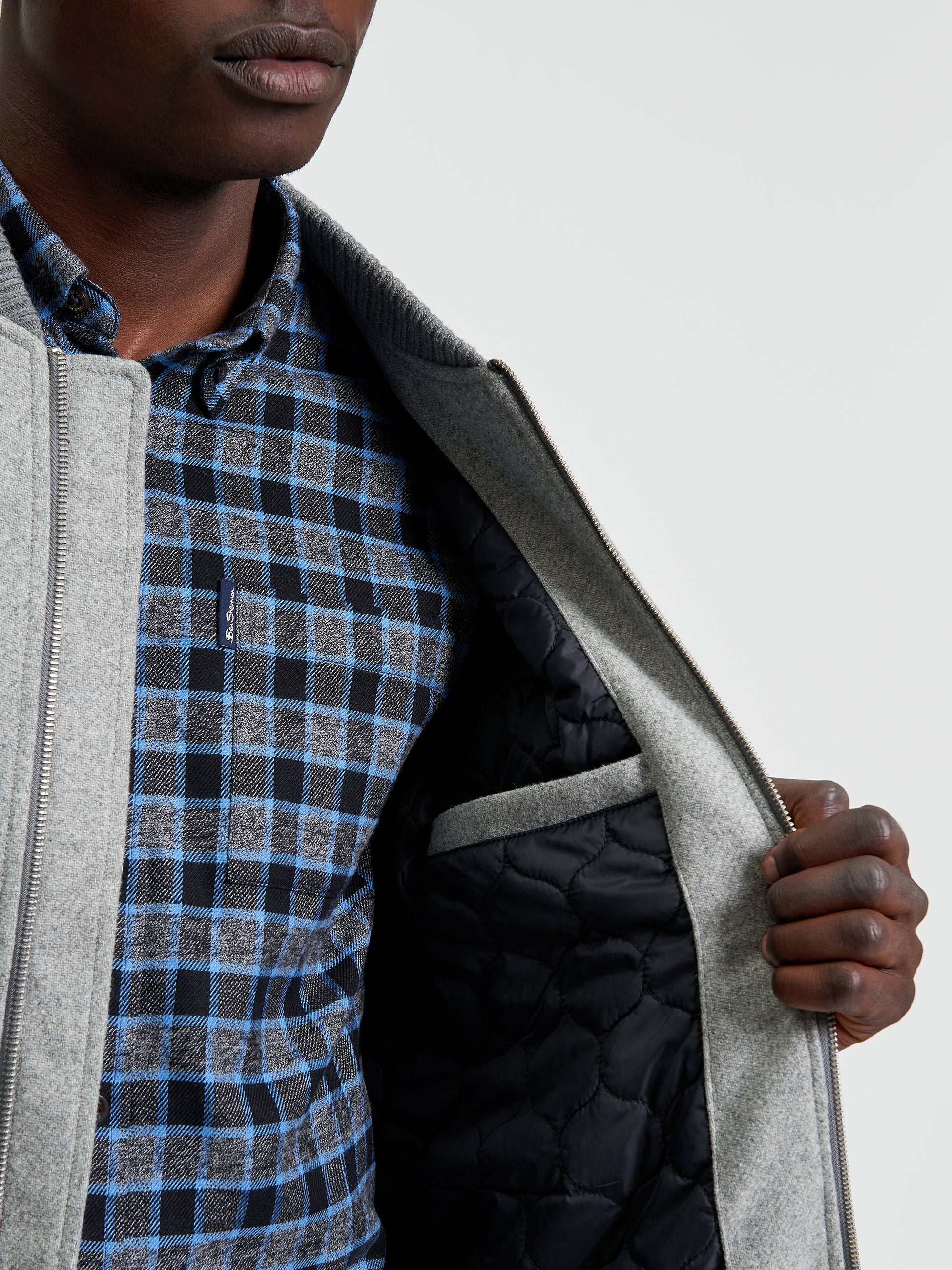 Wool Melange Bomber - Grey - Detail