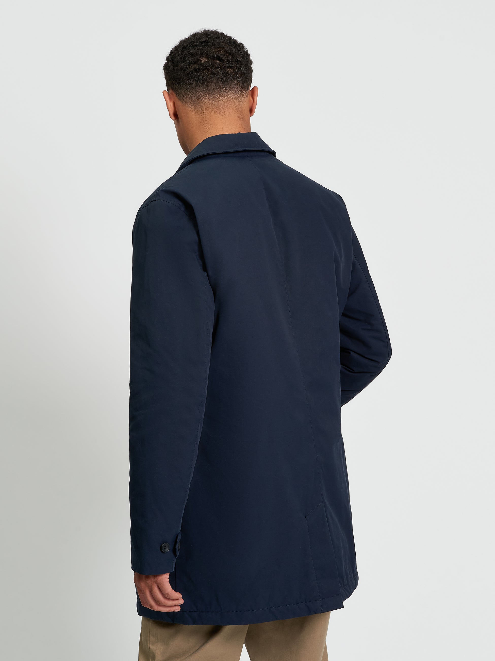 Waxed Car Coat - Dark Navy - Back