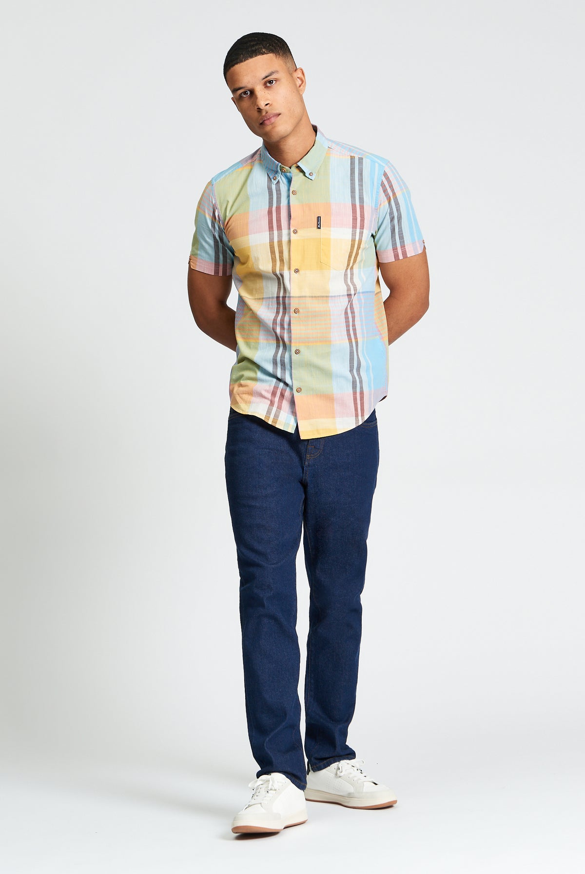 Short Sleeve Large Madras Check Shirt - Zest - Carnaby