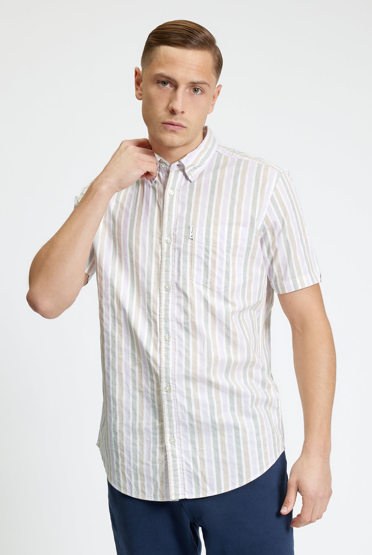 Short Sleeve Multicolour Candy Stripe Shirt - Snow White - Styled