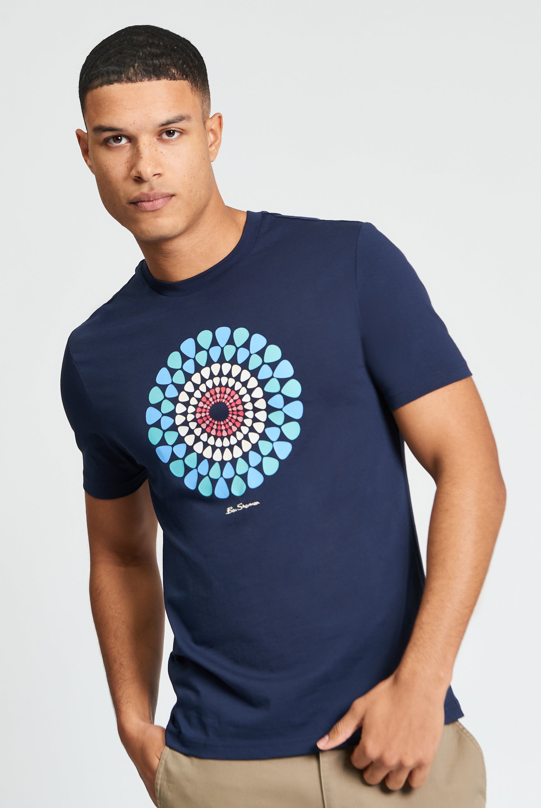 Plectrum Target Tee - navy blue shirt featuring target graphic design by Ben Sherman.