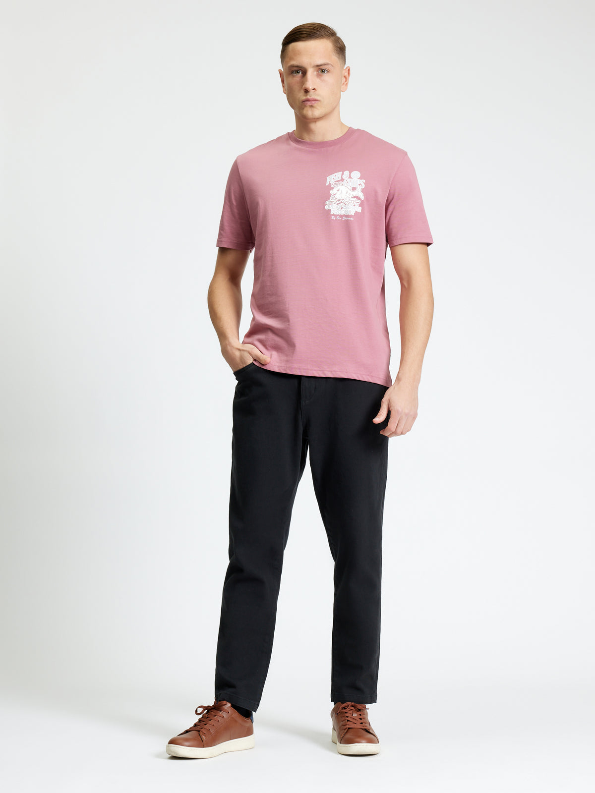 Fish And Chips Tee - Raspberry - Relaxed