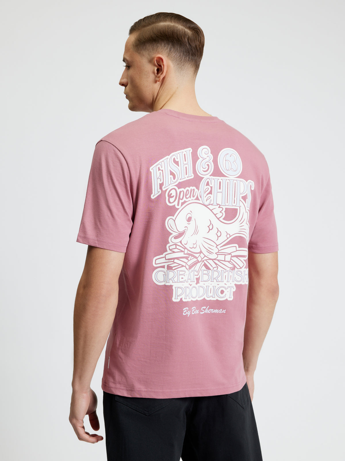 Fish And Chips Tee - Raspberry - Back View