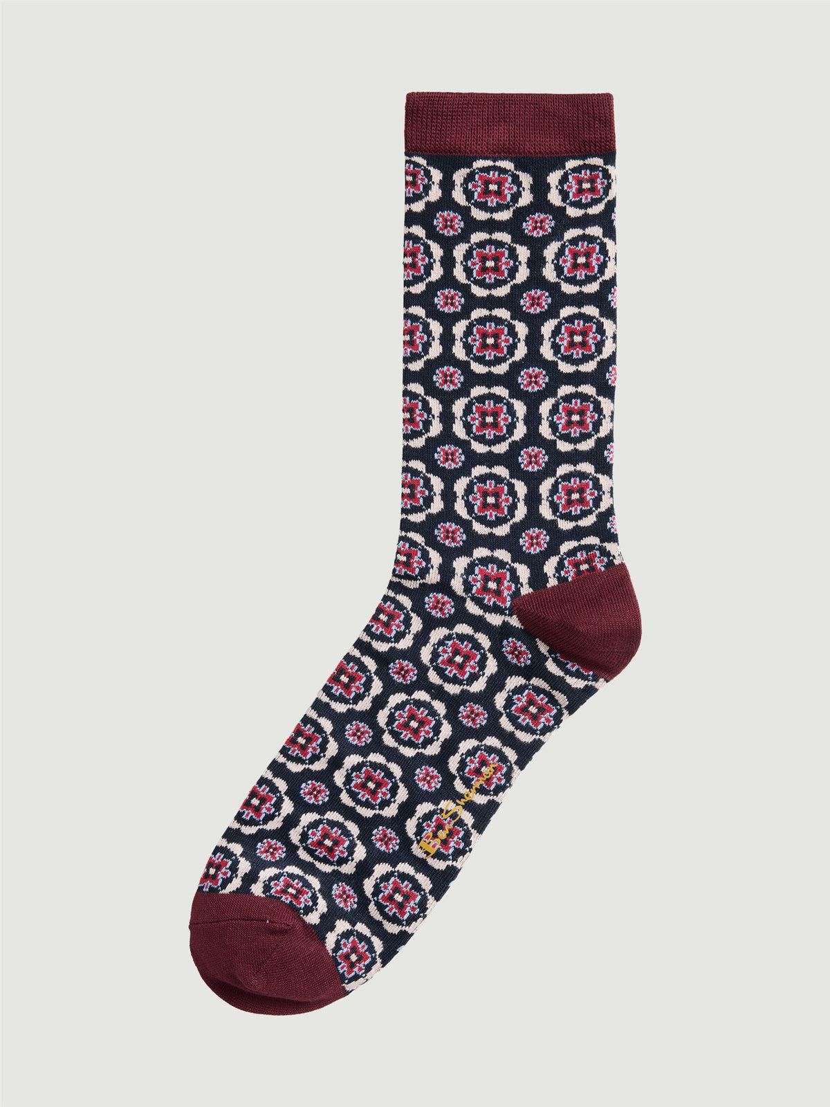 3 Pack Mod Stripe Sock β bold patterned crew sock in navy and burgundy for stylish comfort.