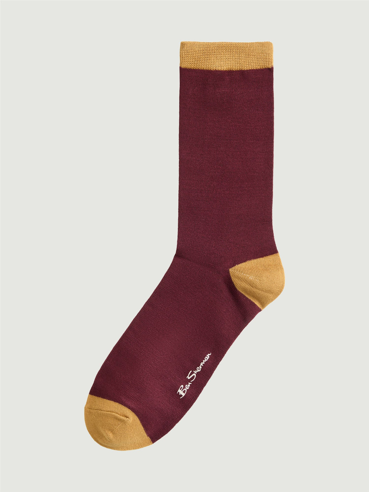 3 Pack Mod Stripe Sock β Burgundy and Yellow Crew Sock in Soft Bamboo Blend