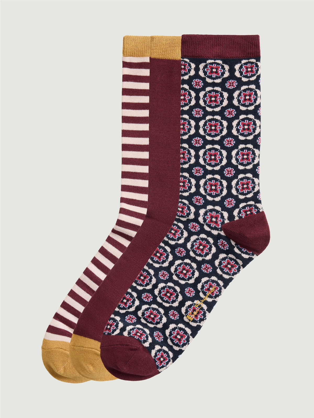 3 Pack Mod Stripe Sock β assorted crew socks in bold prints and colors, perfect for gifting.