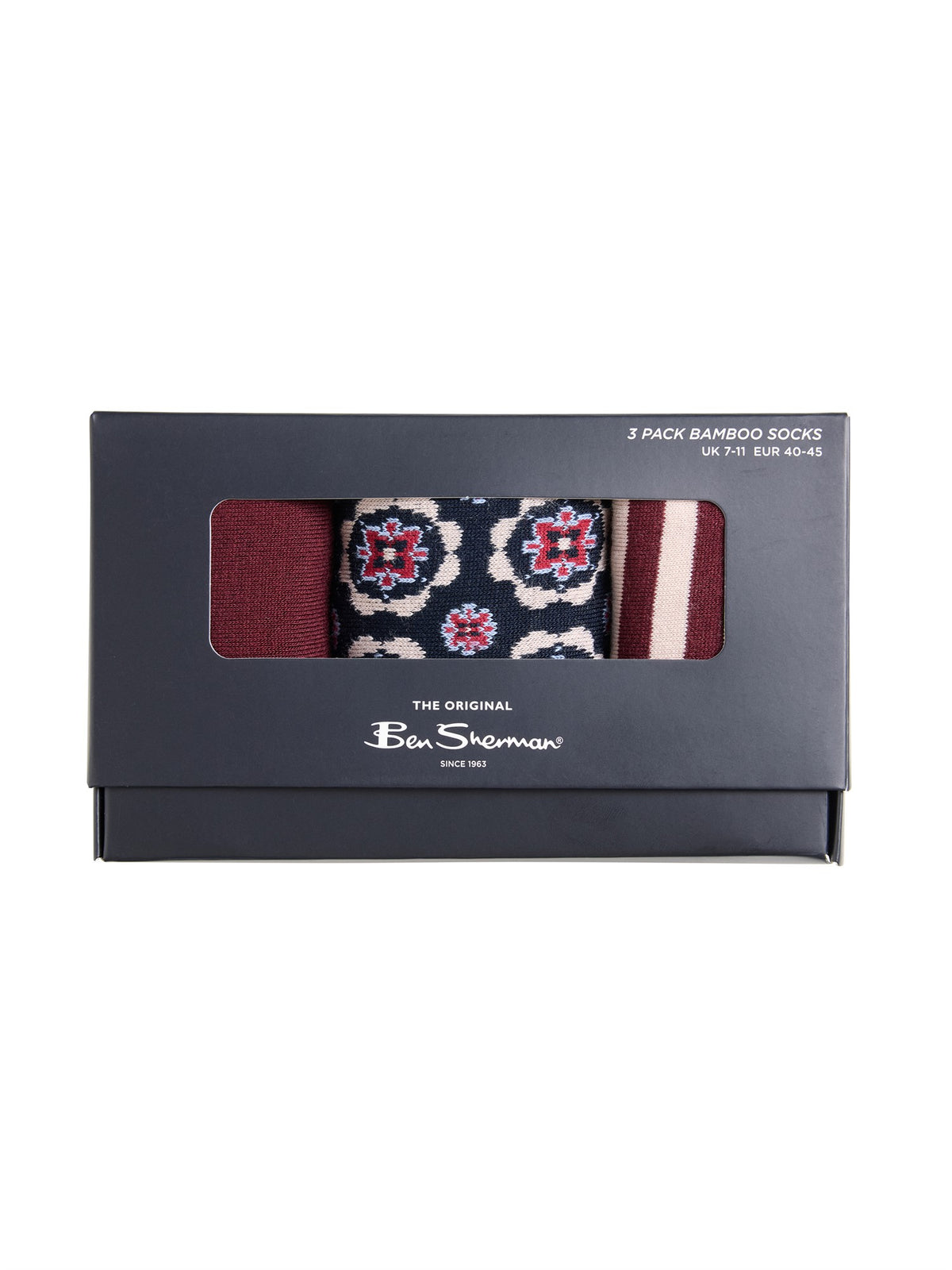 3 Pack Mod Stripe Sock β Assorted striped bamboo socks in a gift box, perfect for gifting and stylish comfort.
