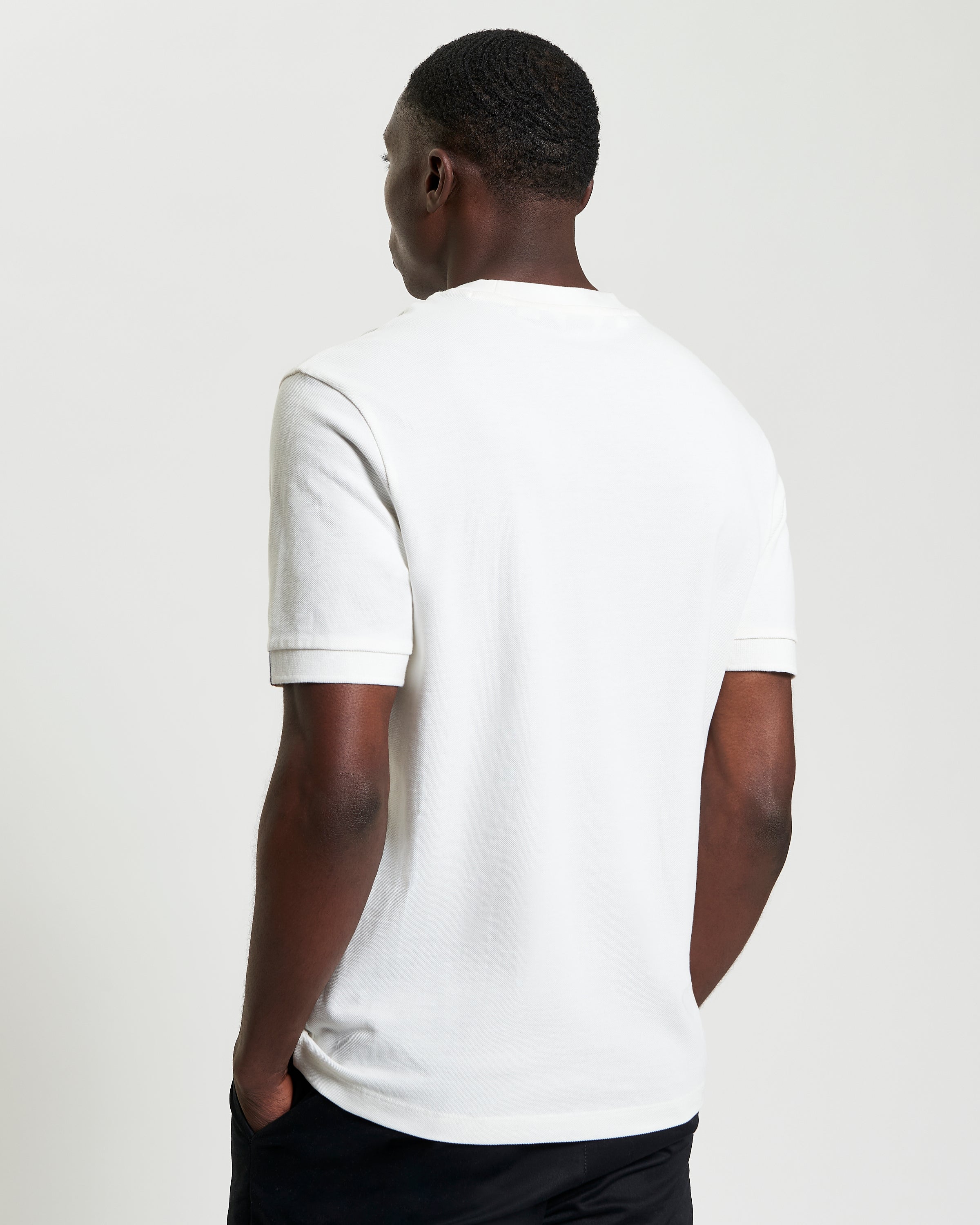 Tipped Pique Tee – back view showing relaxed fit and breathable piqué cotton fabric.