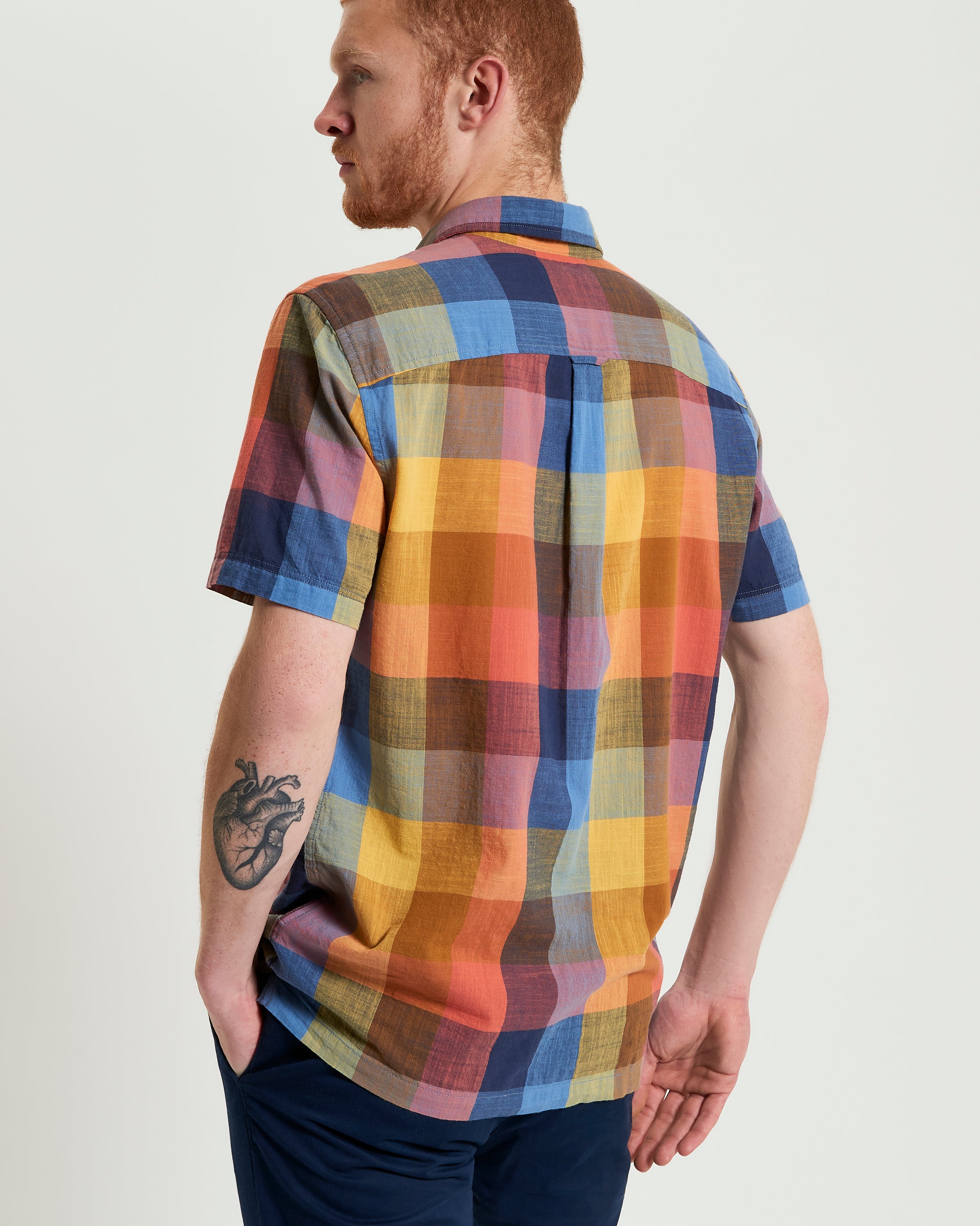 Multicolour Check – Classic cotton shirt with vibrant colors and casual point collar