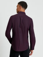 Signature Oxford Long Sleeve Shirt - Dark Wine - Back View