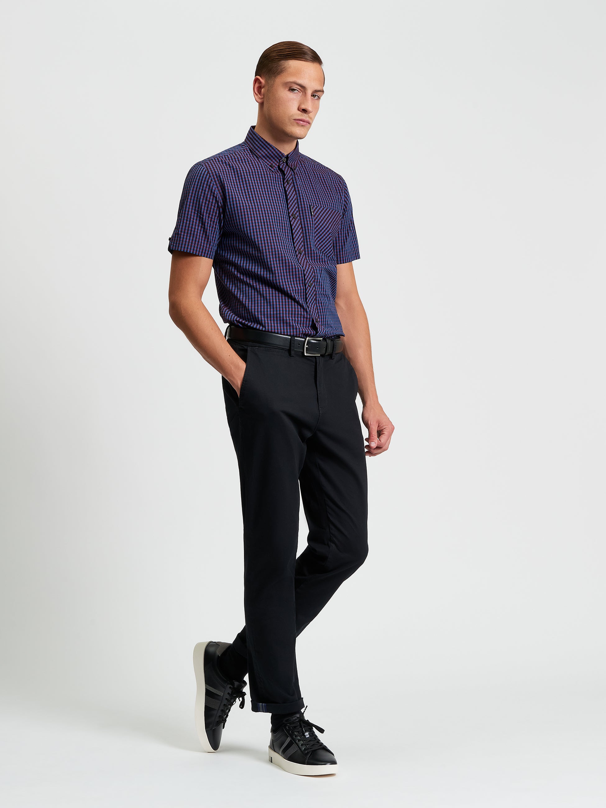 Gingham Check Short Sleeve Shirt Red