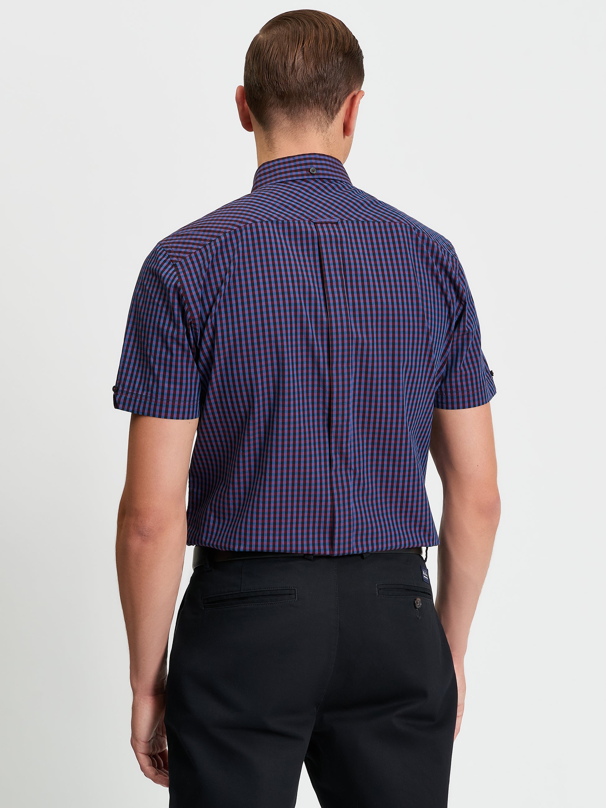 Gingham Check Short Sleeve Shirt Red