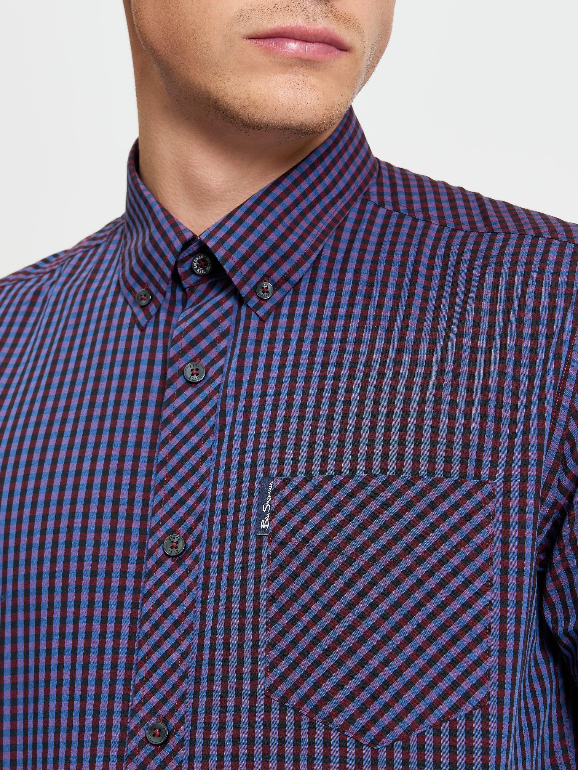 Gingham Check Short Sleeve Shirt Red