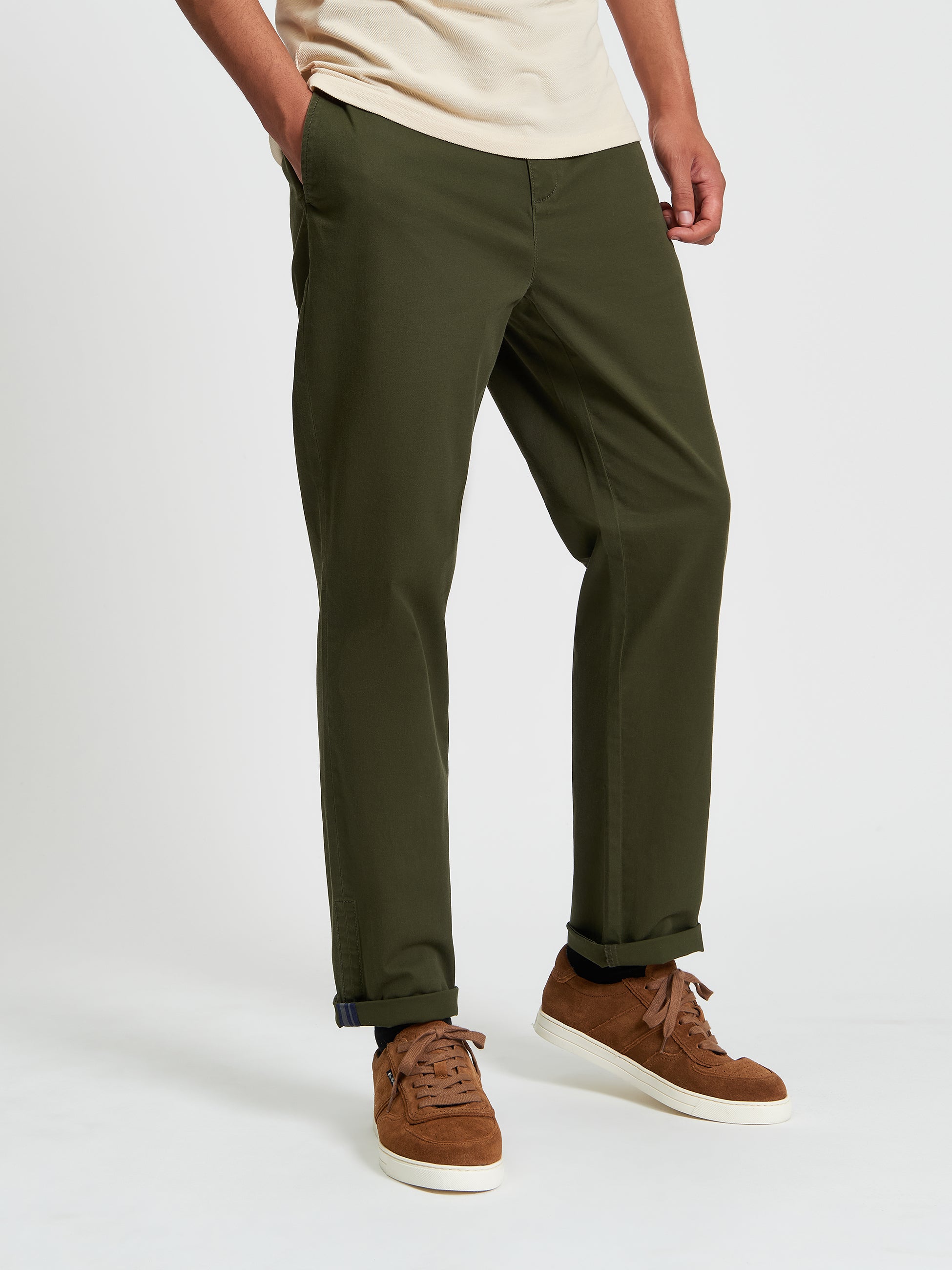 Signature Slim Stretch Chino - Khaki - Front View