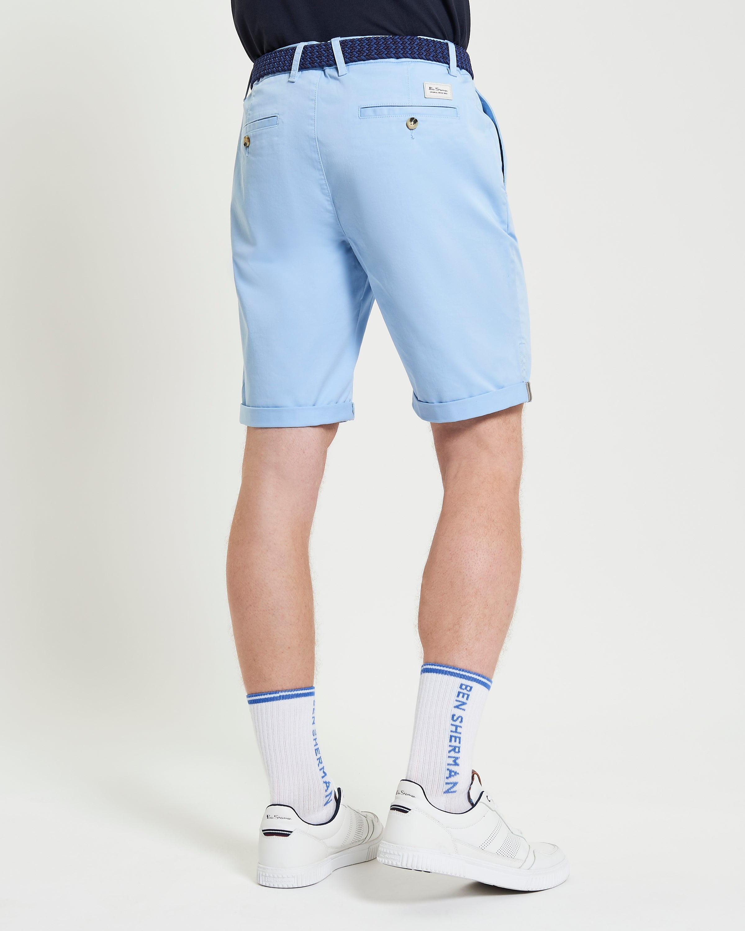 Signature Chino Short – light blue back view showcasing tailored design and comfort.