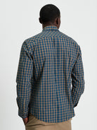 Signature House Check Long Sleeve Shirt - Teal- Back View