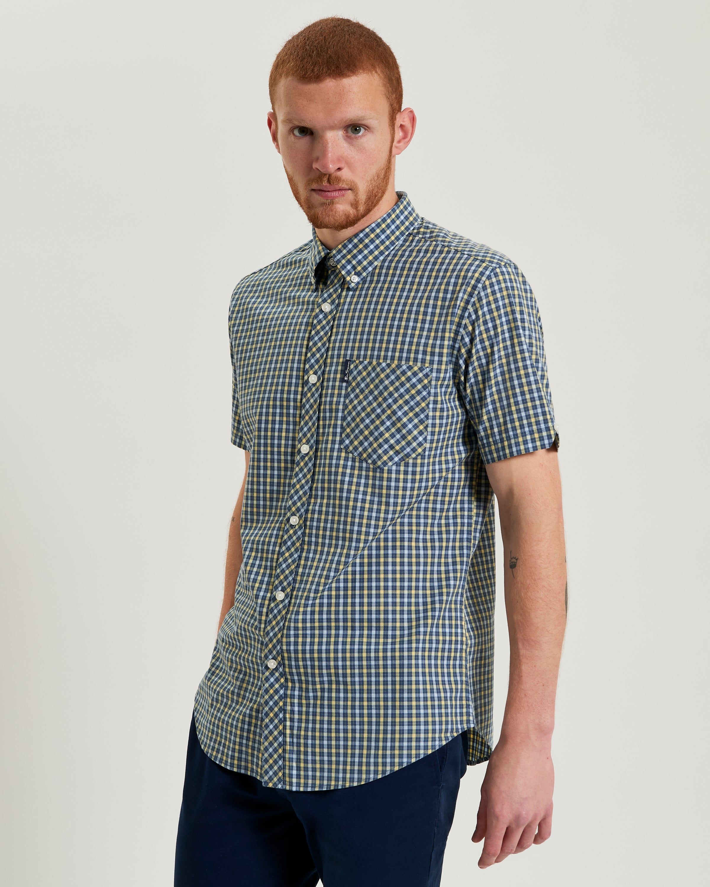 Signature House Check Short Sleeve Shirt – Green and Blue